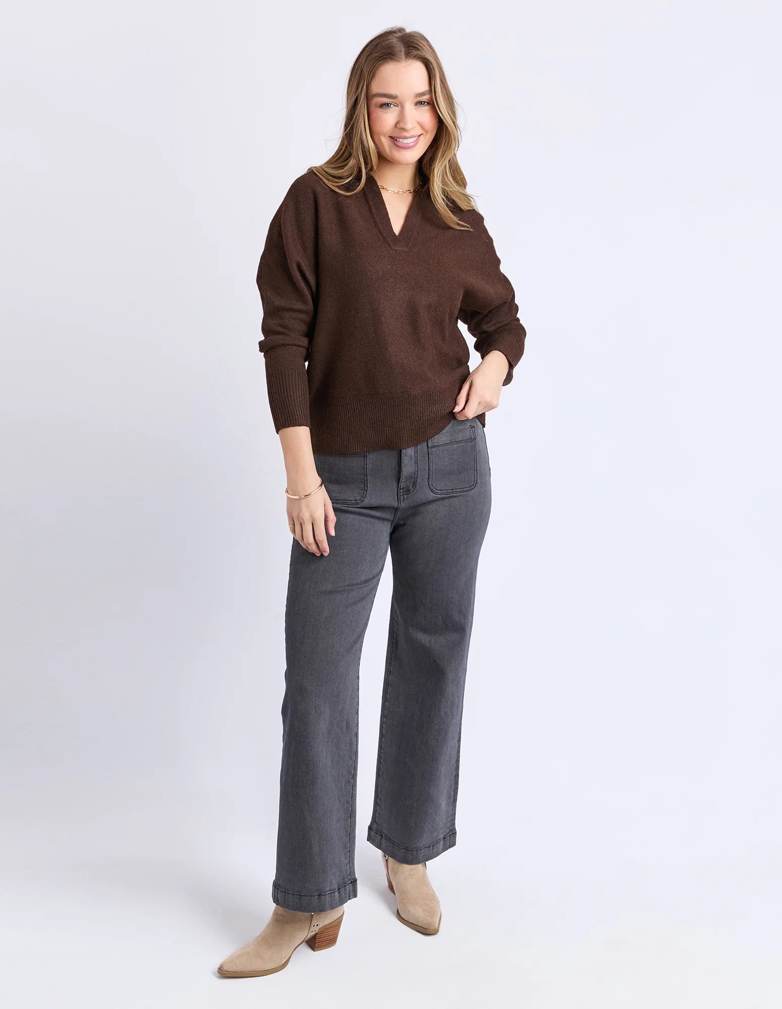 Elea Knit Polo Coffee