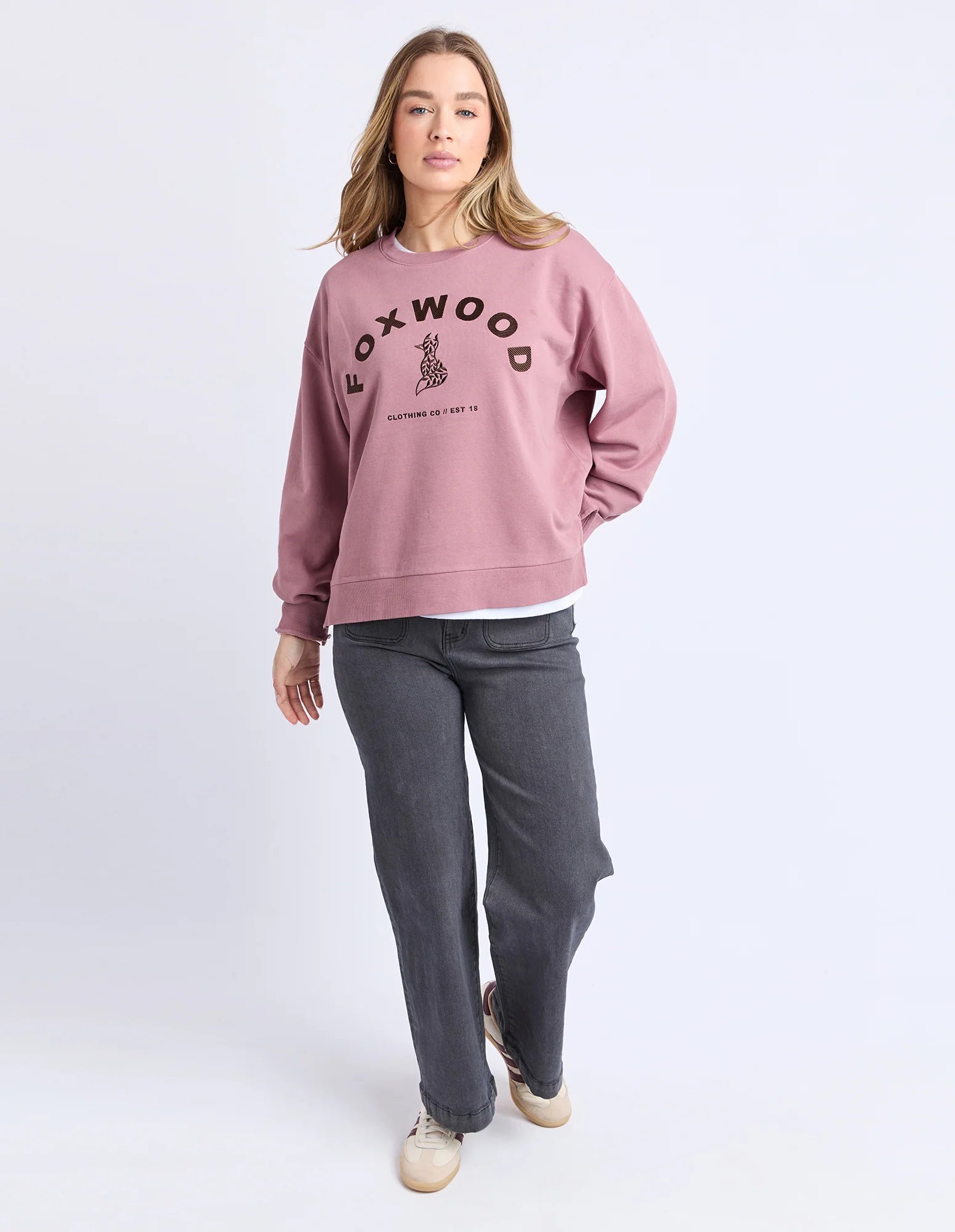 Effortless Contrast Crew Dusty Rose