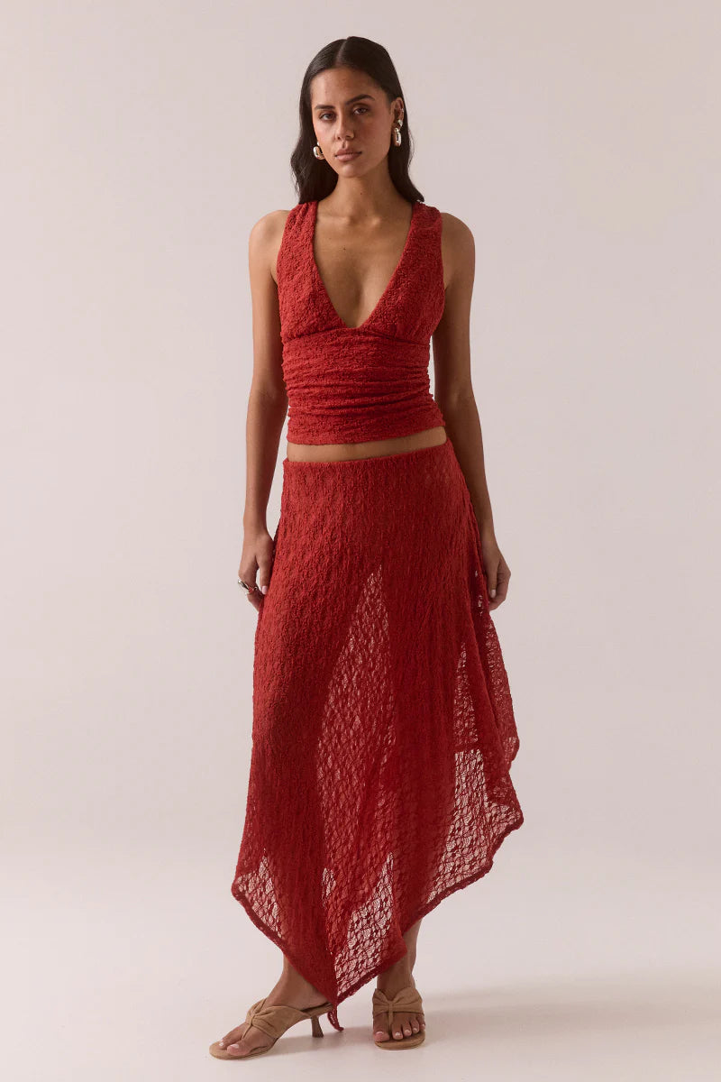 Aaila Lace Skirt Blood Orange