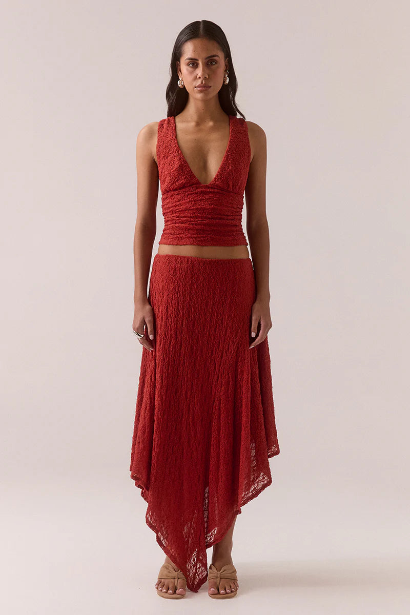 Aaila Lace Skirt Blood Orange