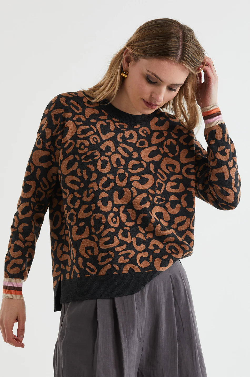 Leopard Crew Charcoal