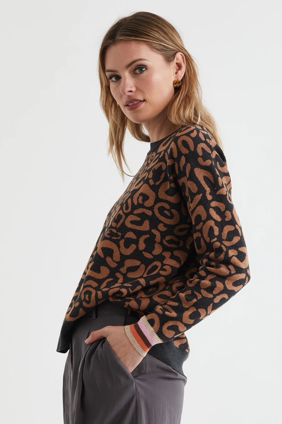 Leopard Crew Charcoal