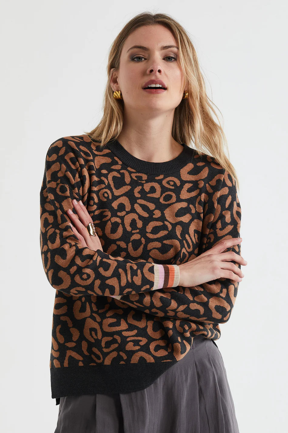 Leopard Crew Charcoal
