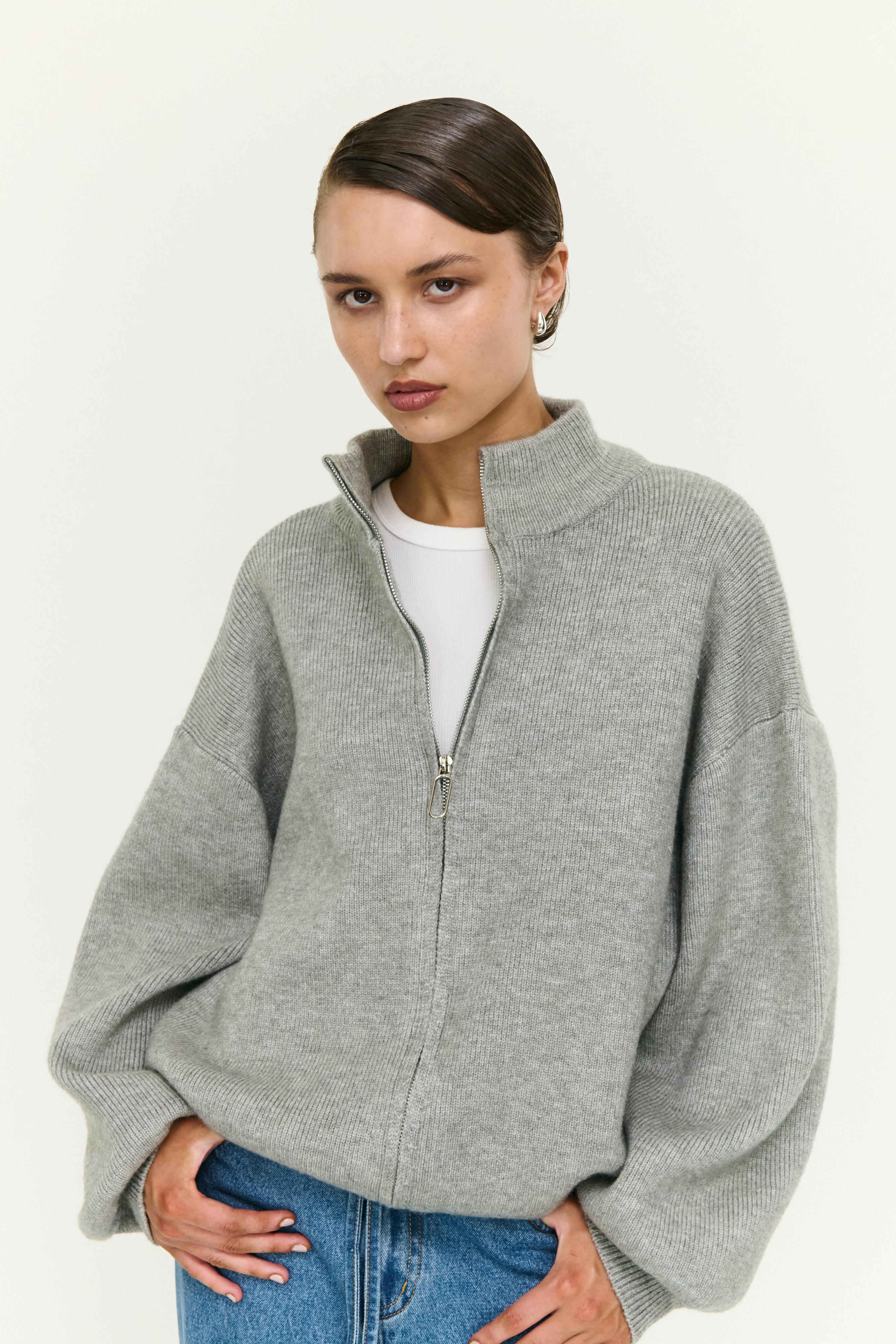 Harlow Overzize Zip Cardigan