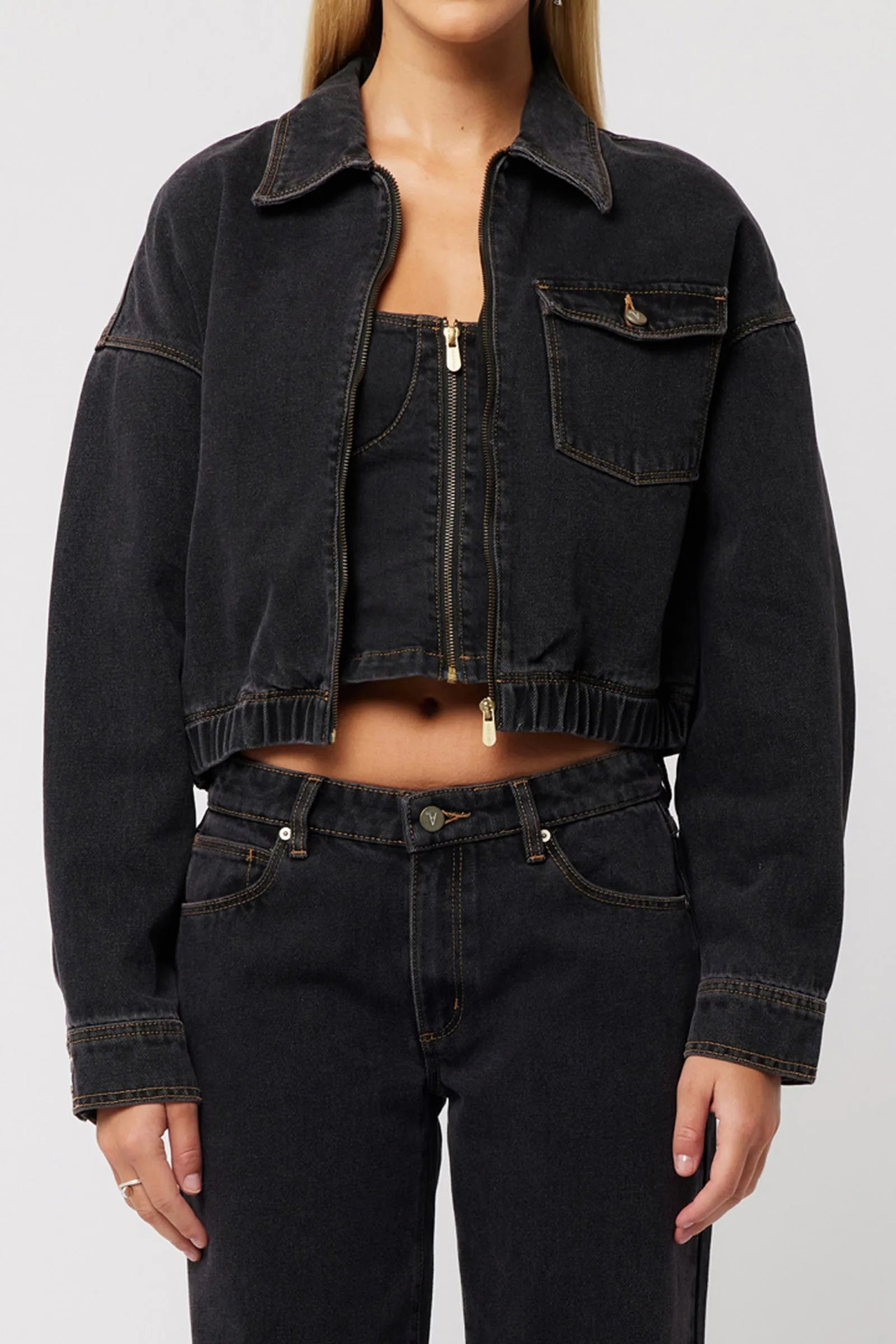 Denim Bomber Jacket Cara