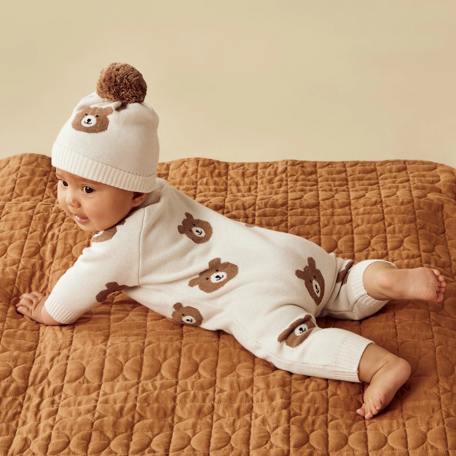 Beary Cute Organic Knitted Jacquard Hat