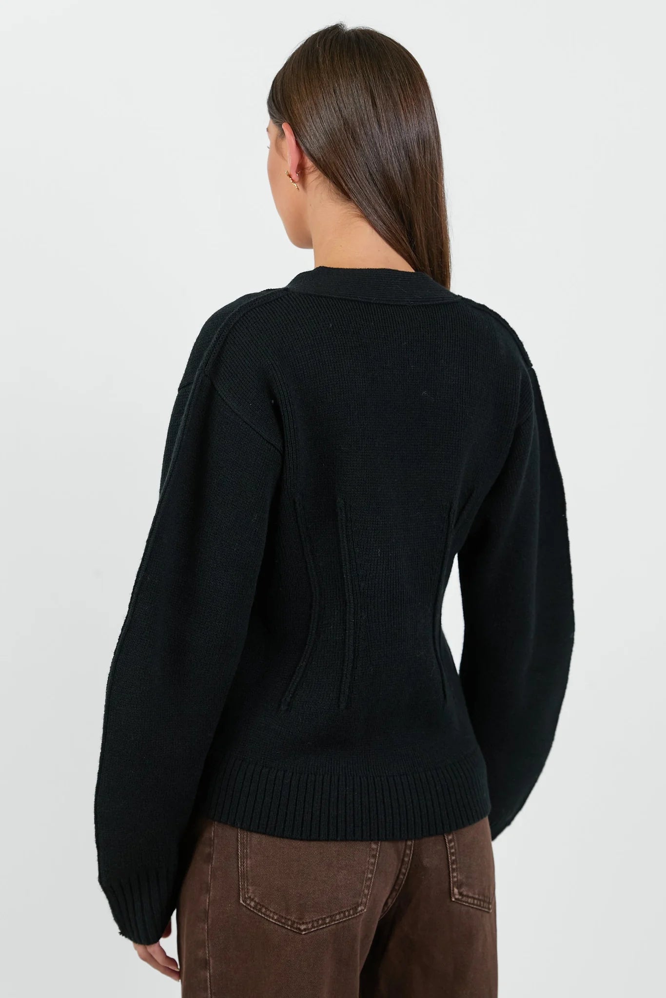 Bespoke Black V Neck Cinched Cardigan