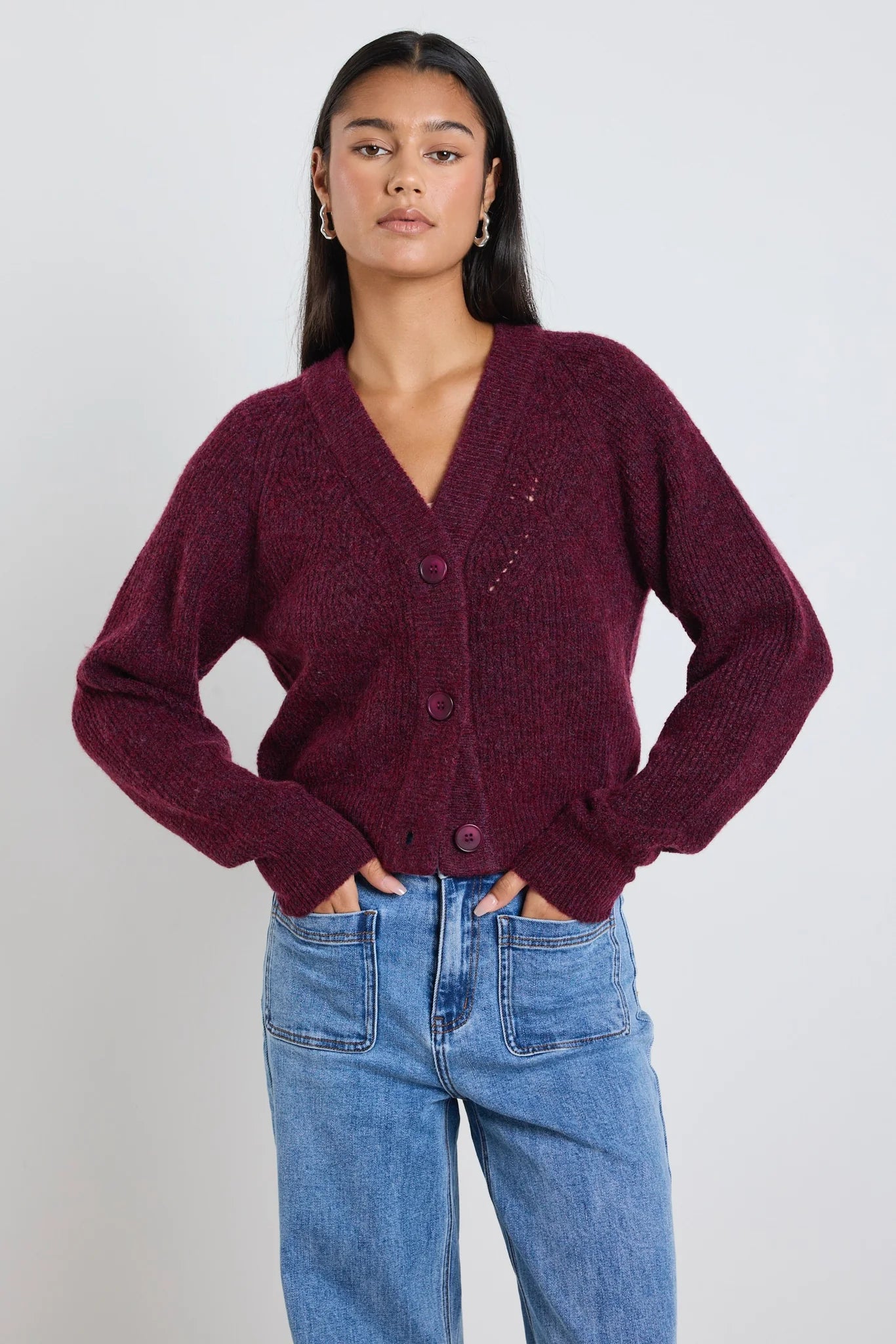 Essence Burgundy Knit Cardigan