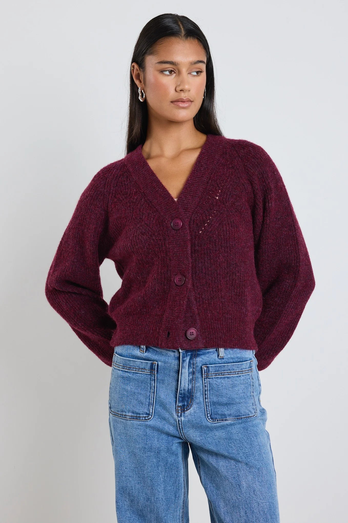 Essence Burgundy Knit Cardigan