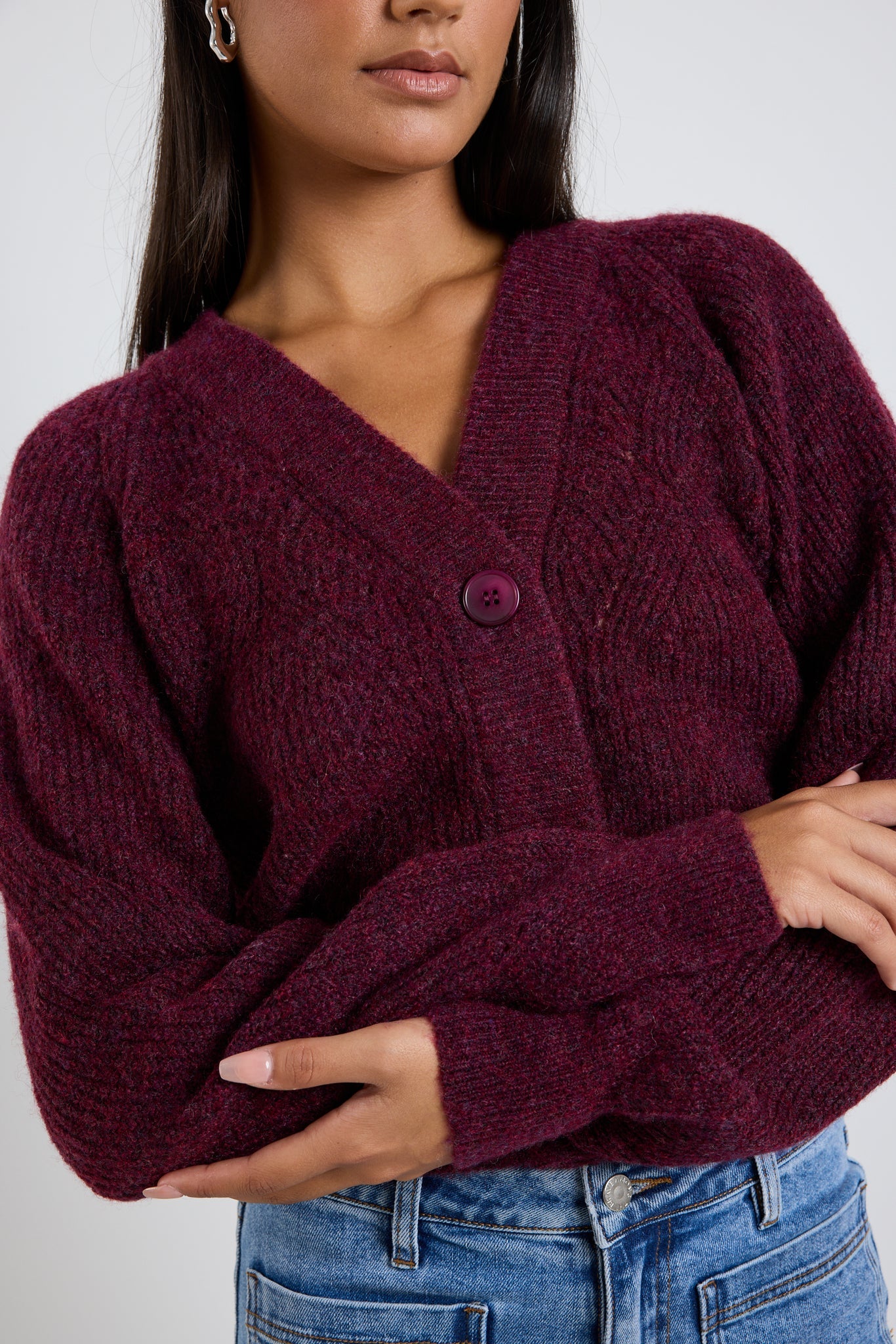 Essence Burgundy Knit Cardigan