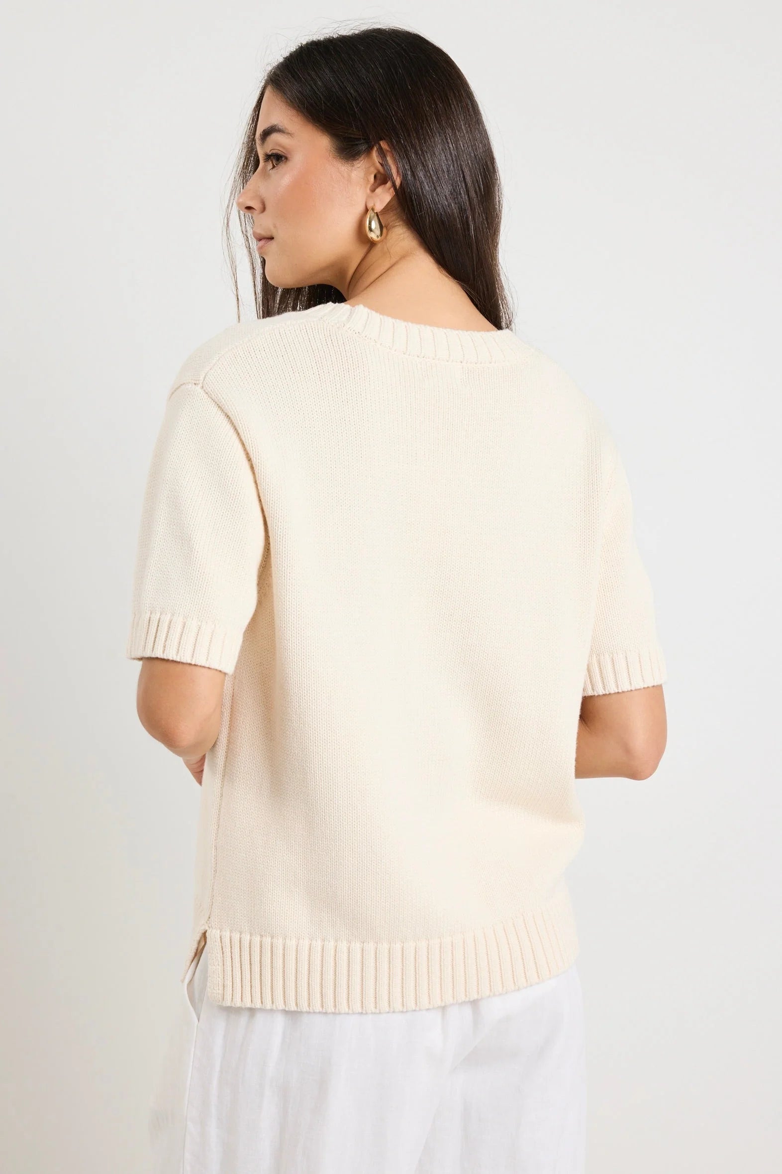 Lovesome Cream Cashmere Blend Chunky Knit Tee
