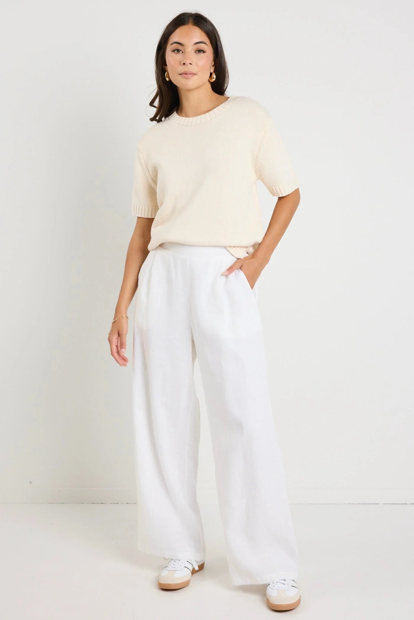 Lovesome Cream Cashmere Blend Chunky Knit Tee