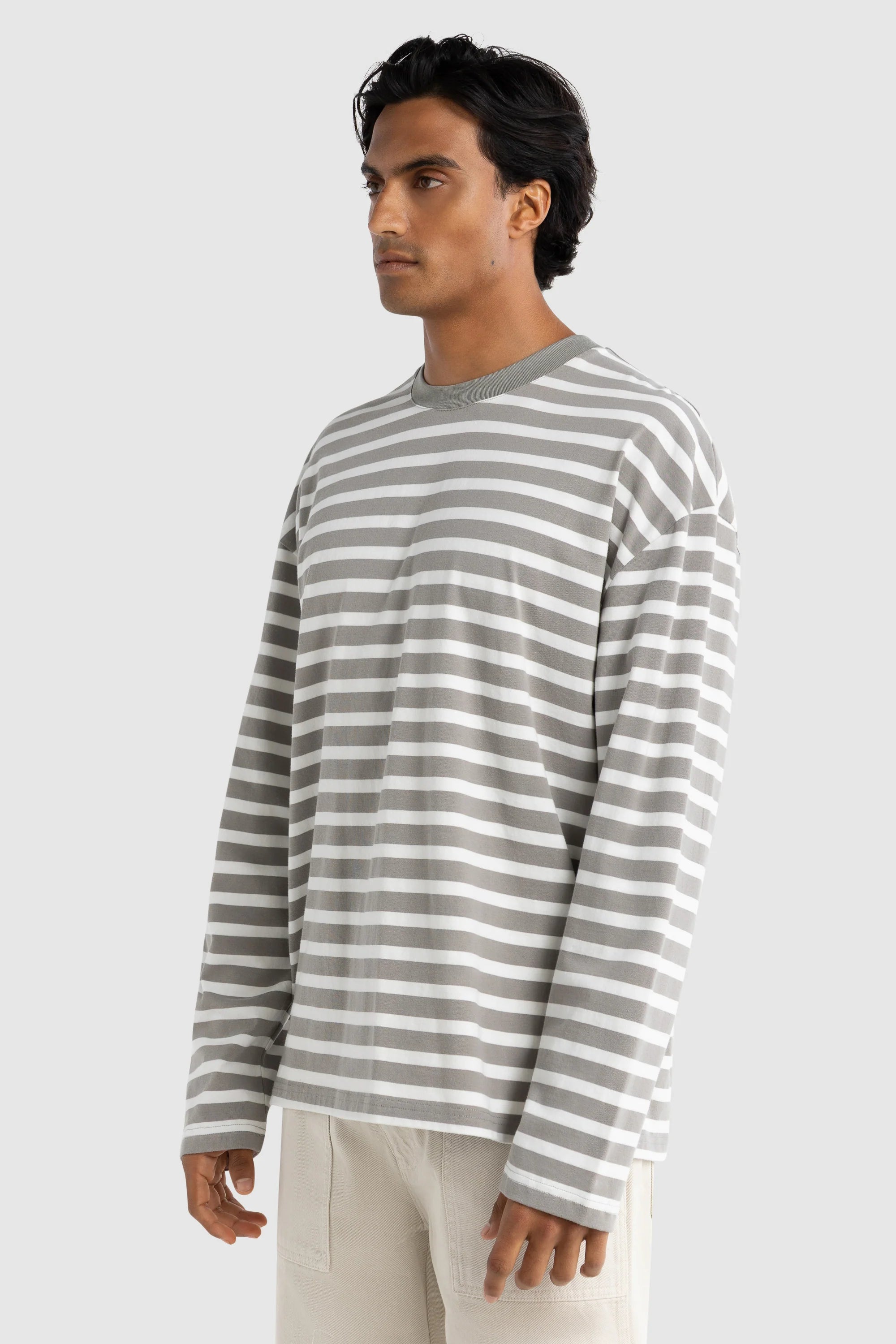 Corey Stripe Long Sleeve T Shirt Sage