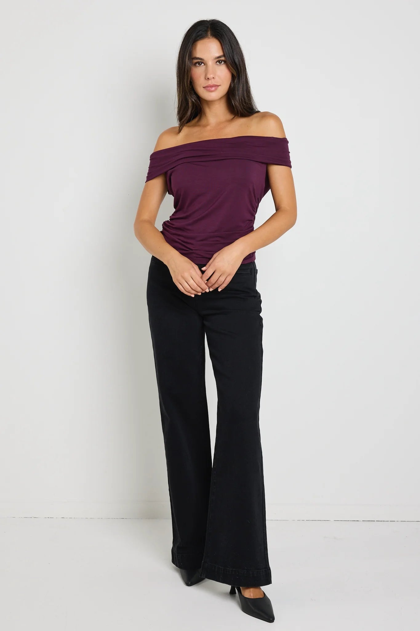 Nightlife Burgundy Stretch One Shoulder Top