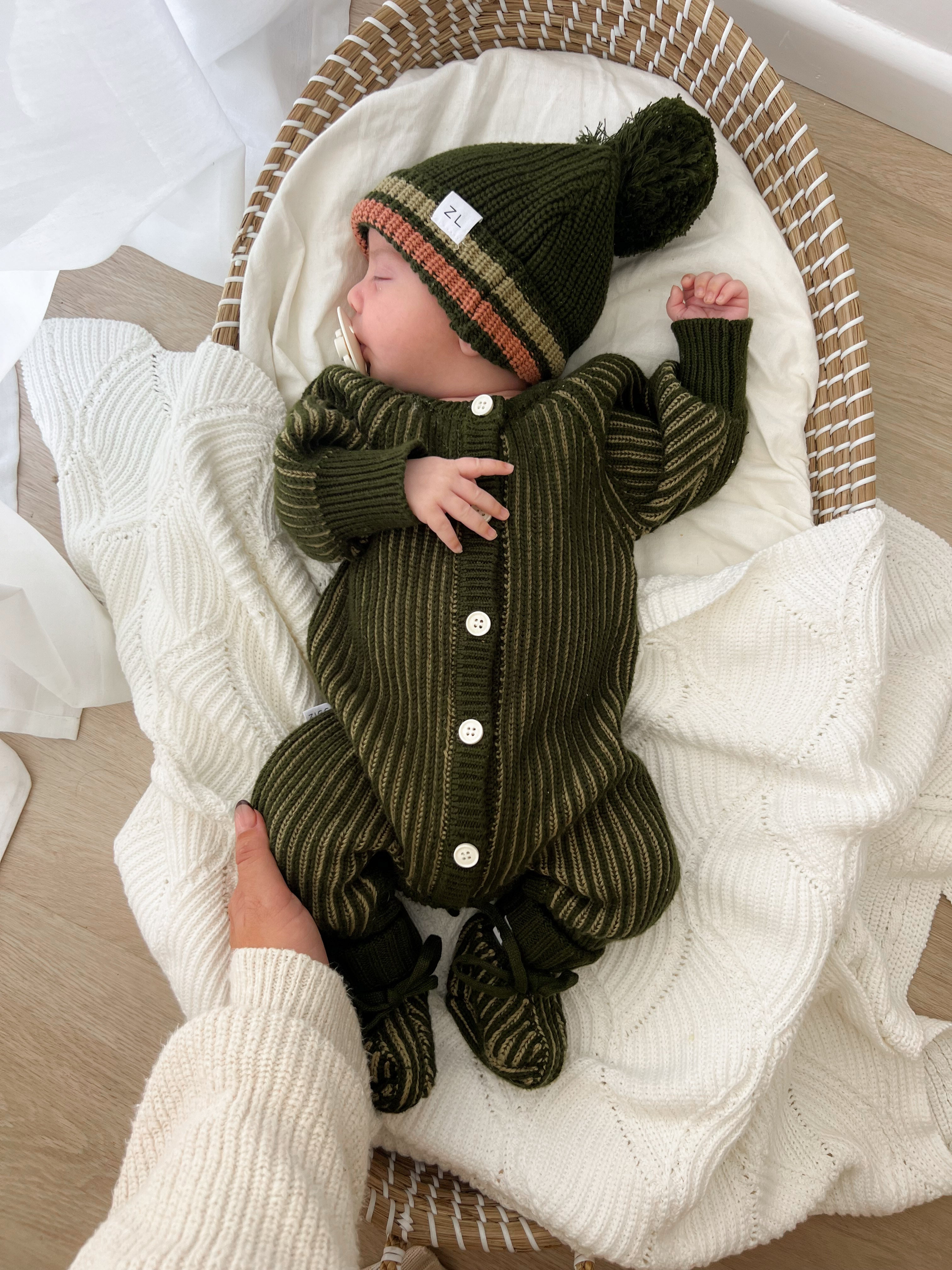 Classic Knit Romper Pesto