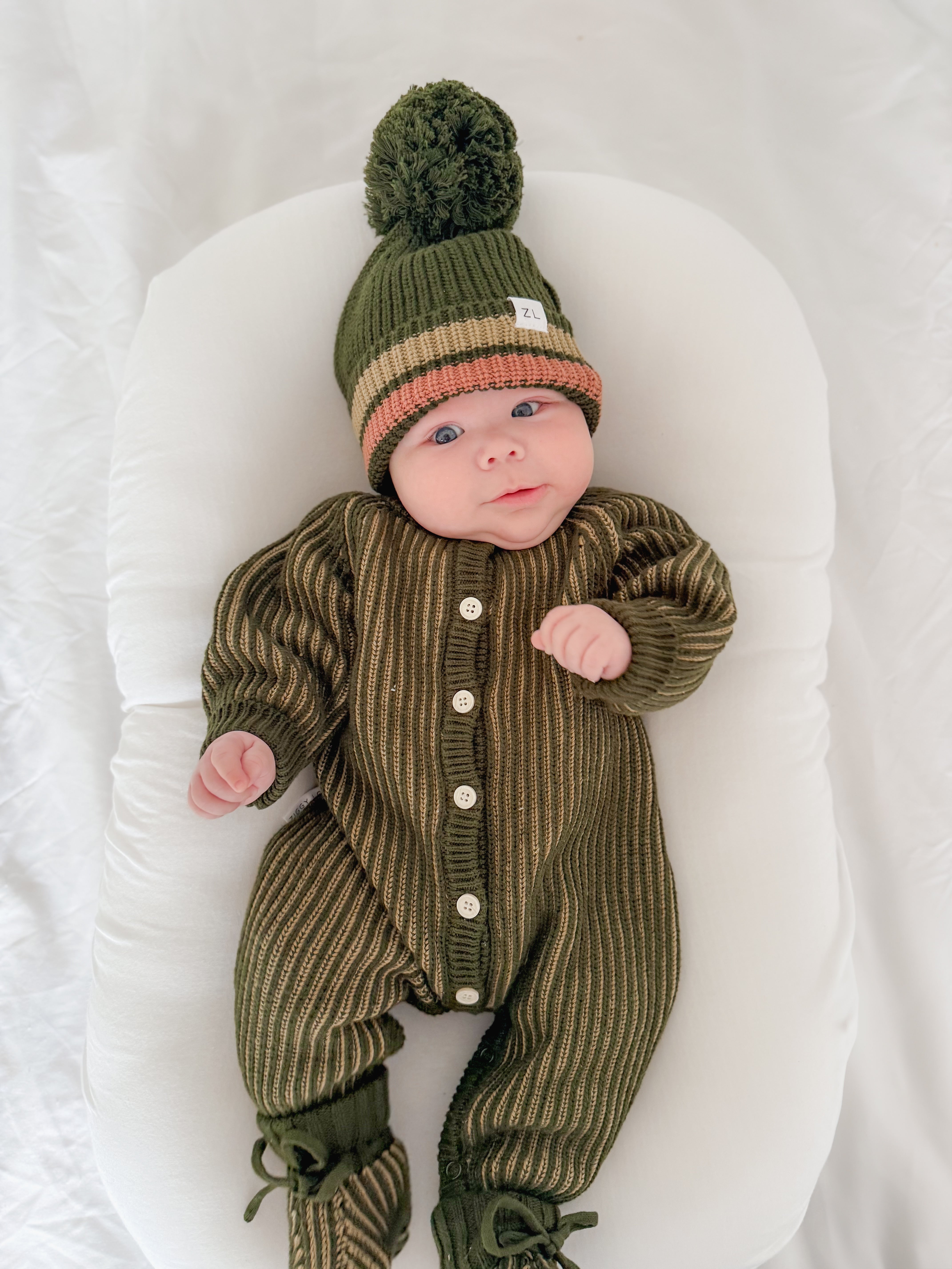 Classic Knit Romper Pesto
