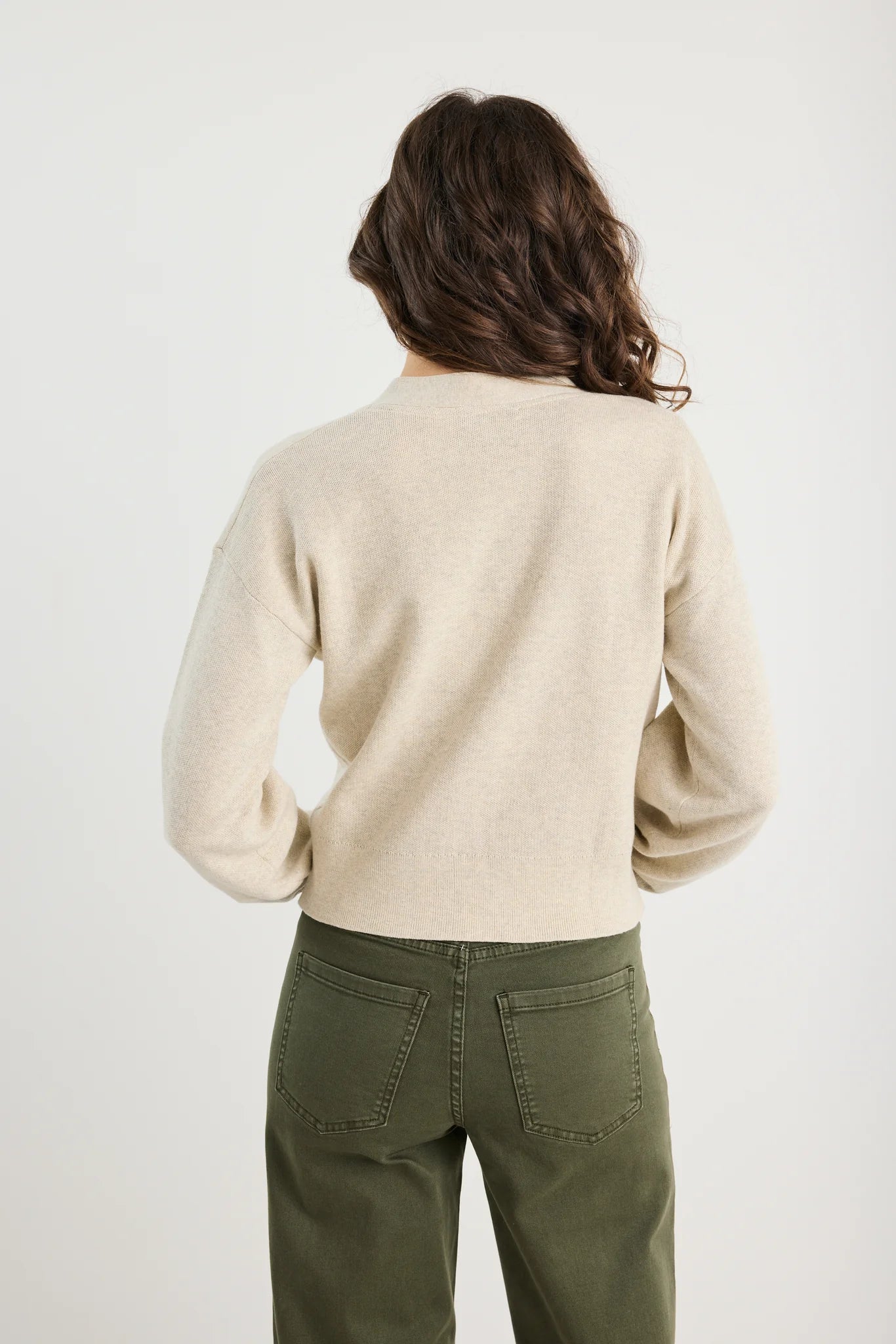 Purity Oat Marle V Neck Cardigan
