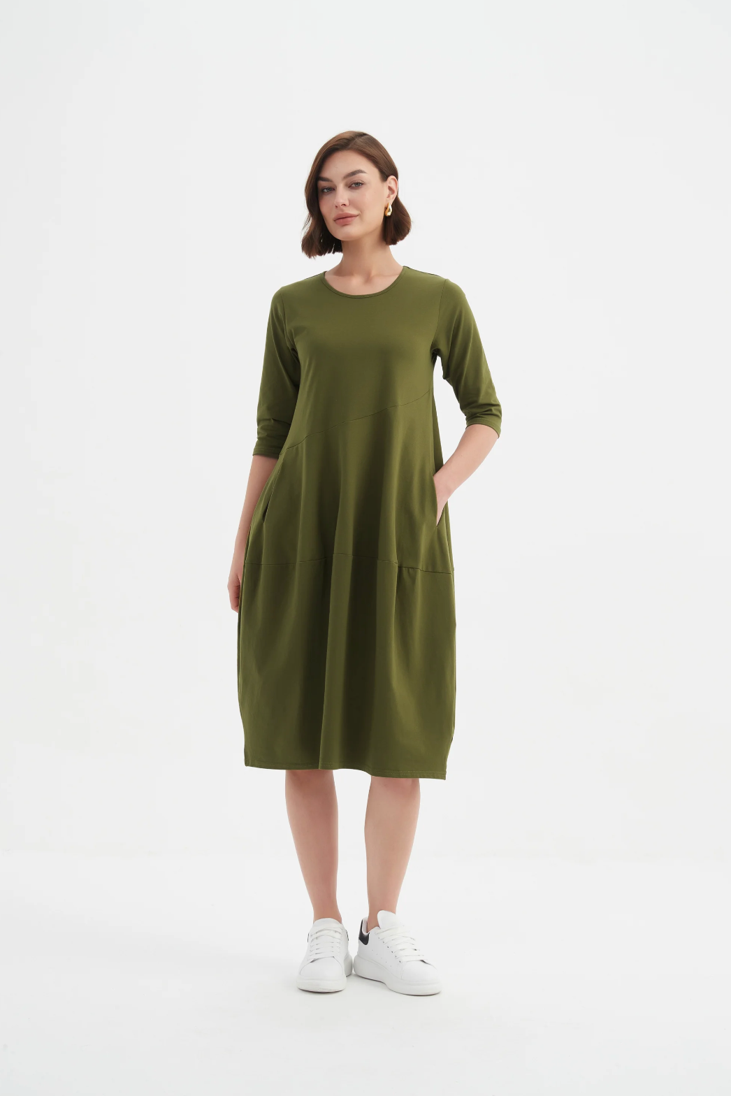 Diagonal Seam Winter Dress