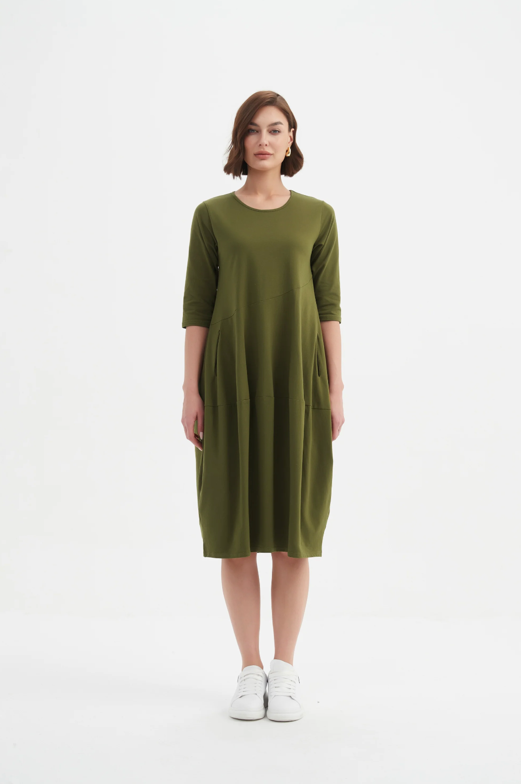 Diagonal Seam Winter Dress