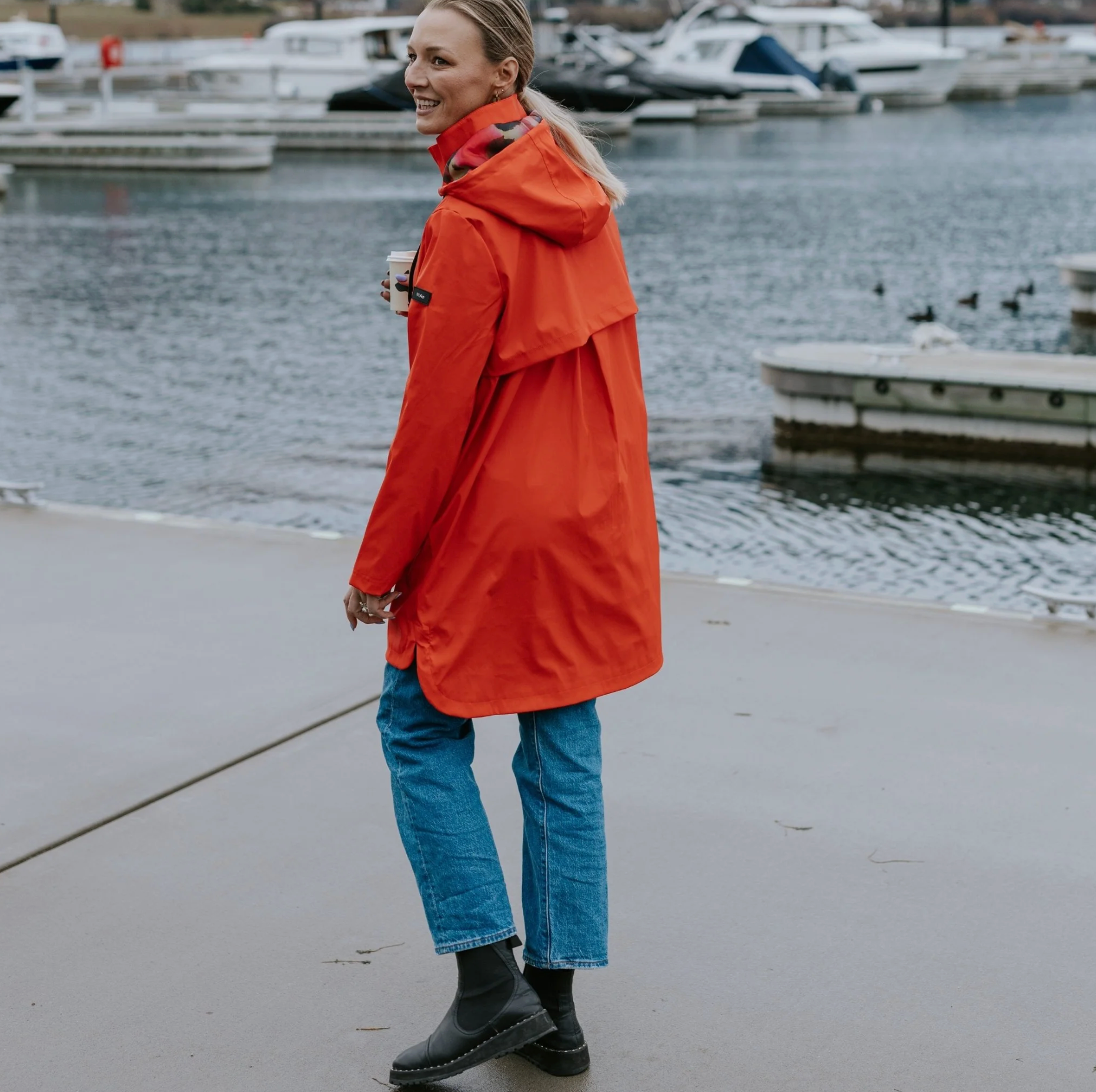 Billie PU Coated Rain Coat Cherry