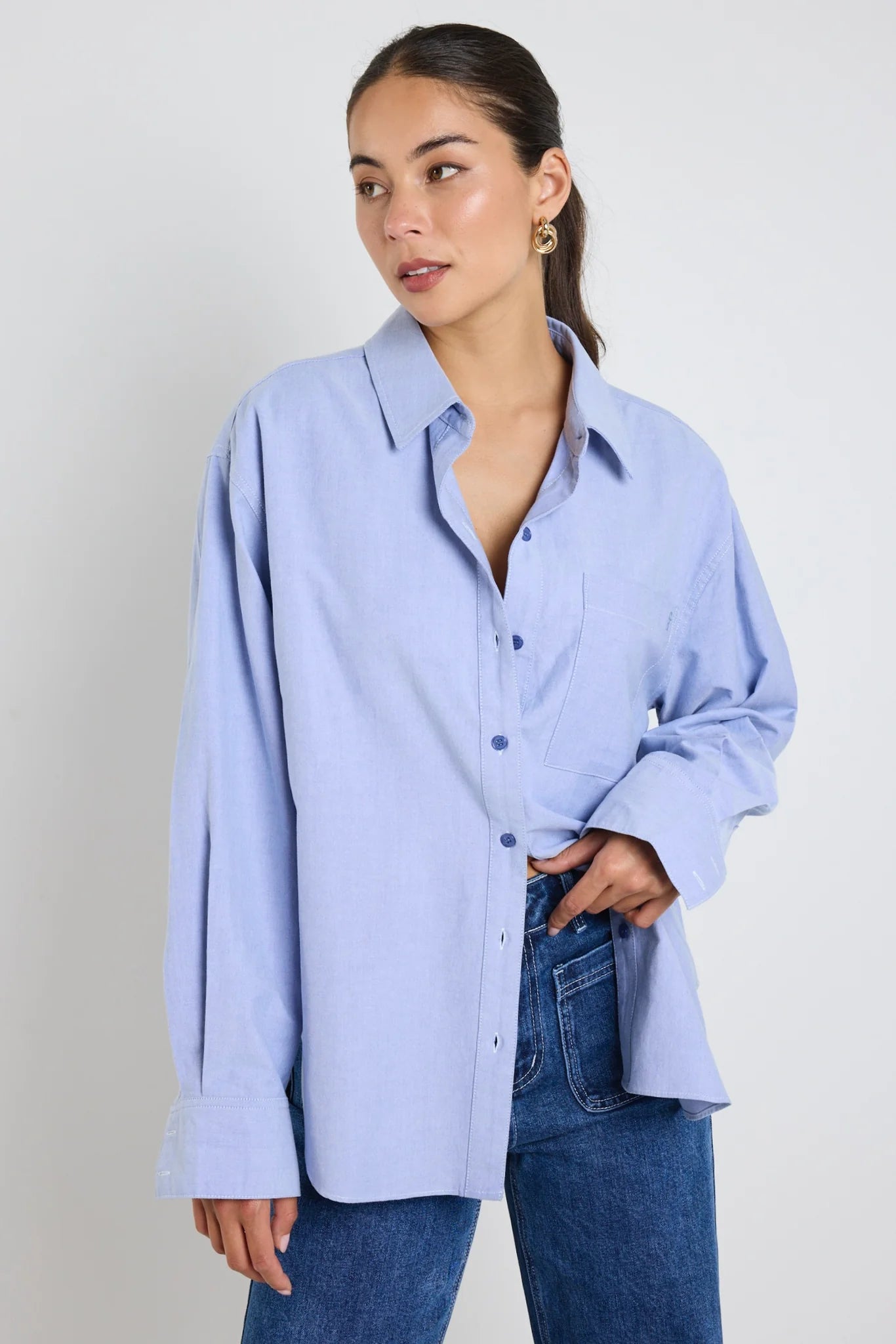 Signature Blue Oxford Oversized Shirt