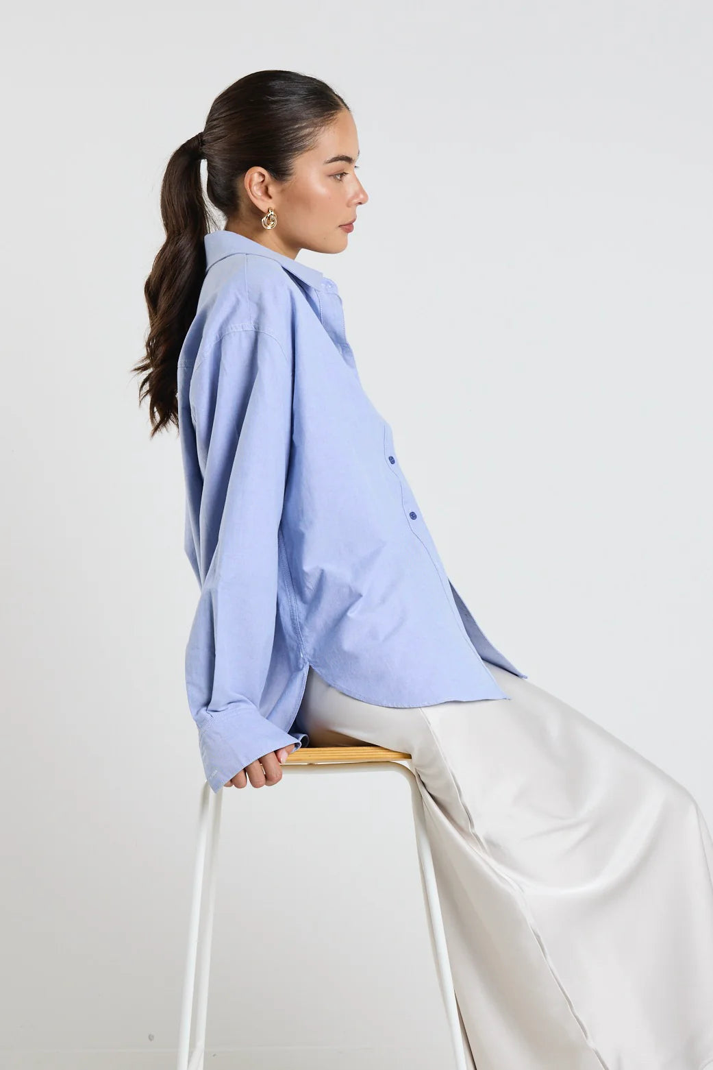 Signature Blue Oxford Oversized Shirt