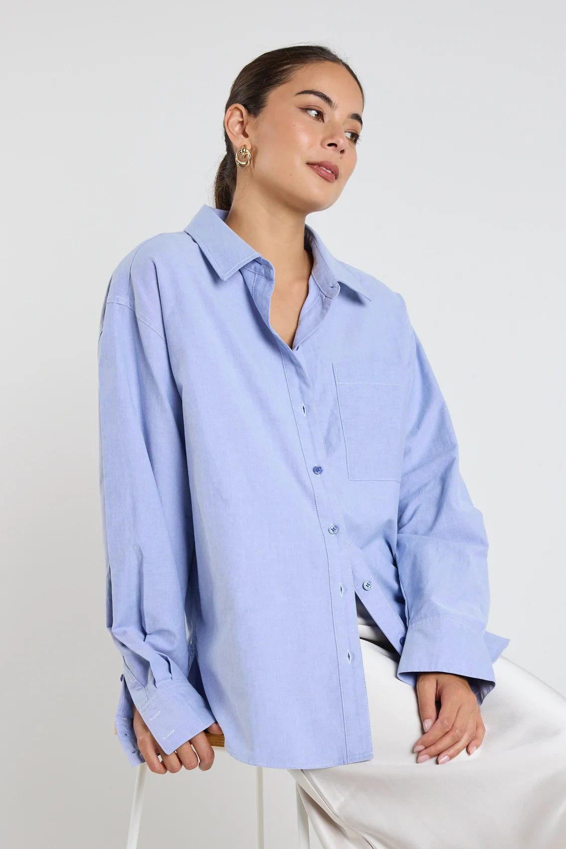 Signature Blue Oxford Oversized Shirt