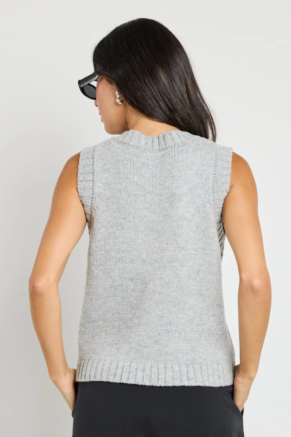 Stamp Grey Marle Crewneck Knit Vest Top