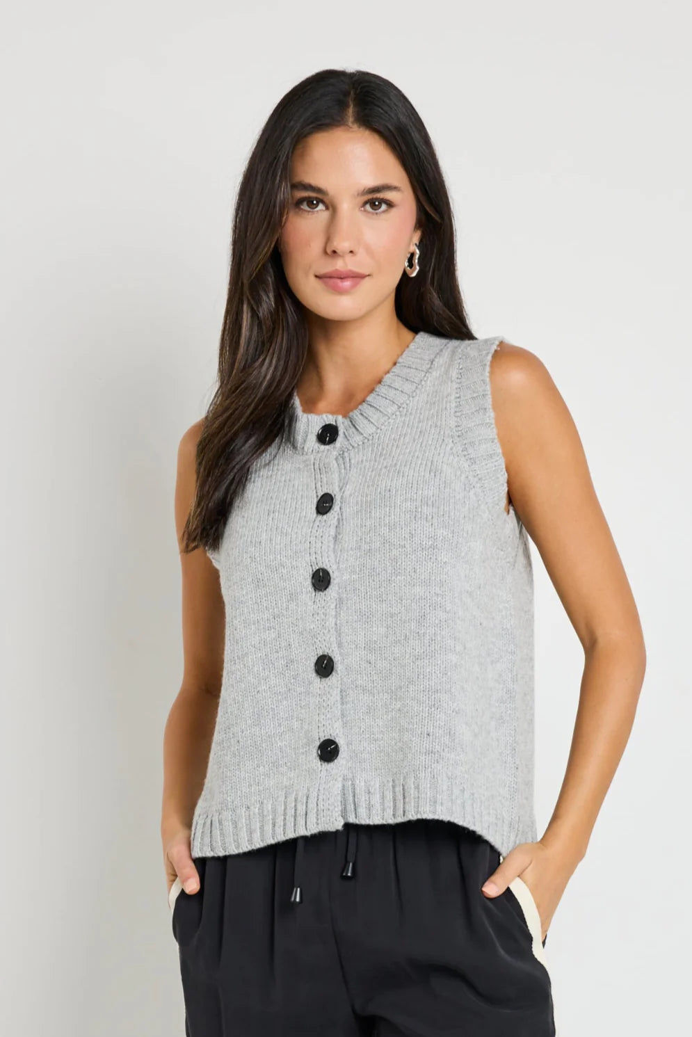 Stamp Grey Marle Crewneck Knit Vest Top