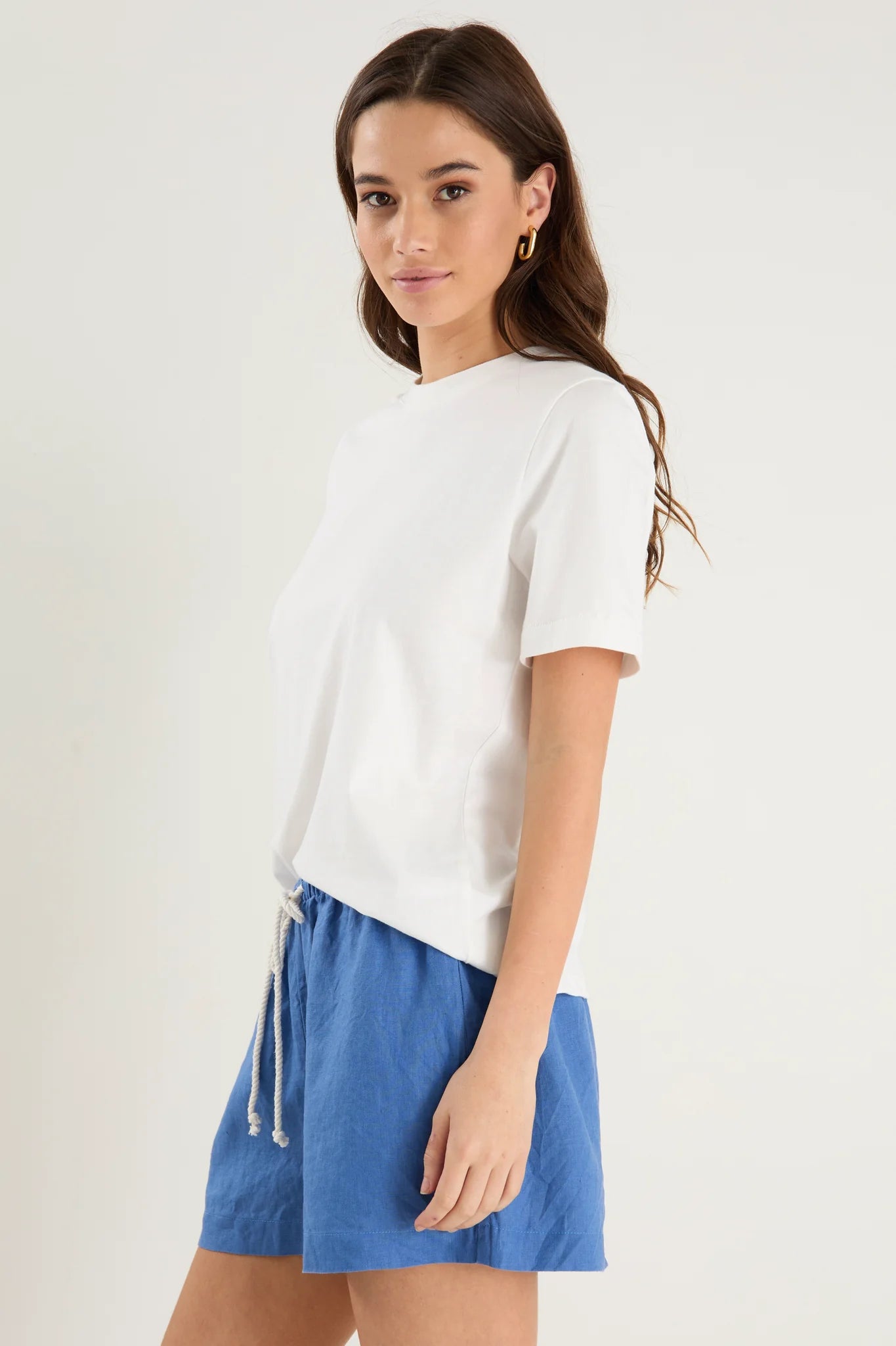 Drift Cornflower Blue Linen Pull On Shorts