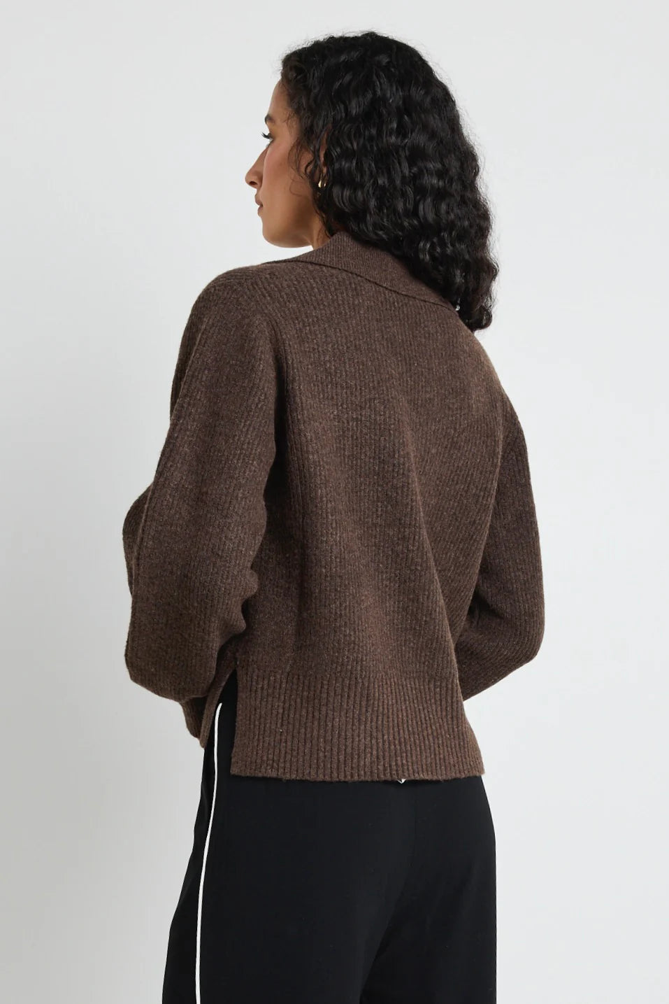 Truth Chocolate Collar Chunky Knit Jumper