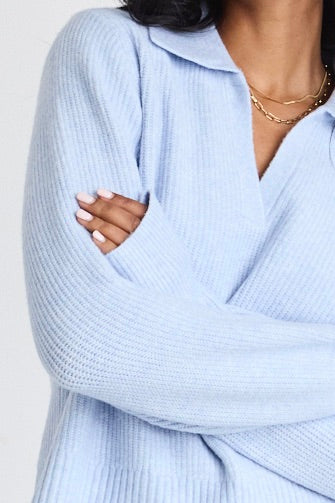 Truth Ice Blue Collar Chunky Knit Jumper