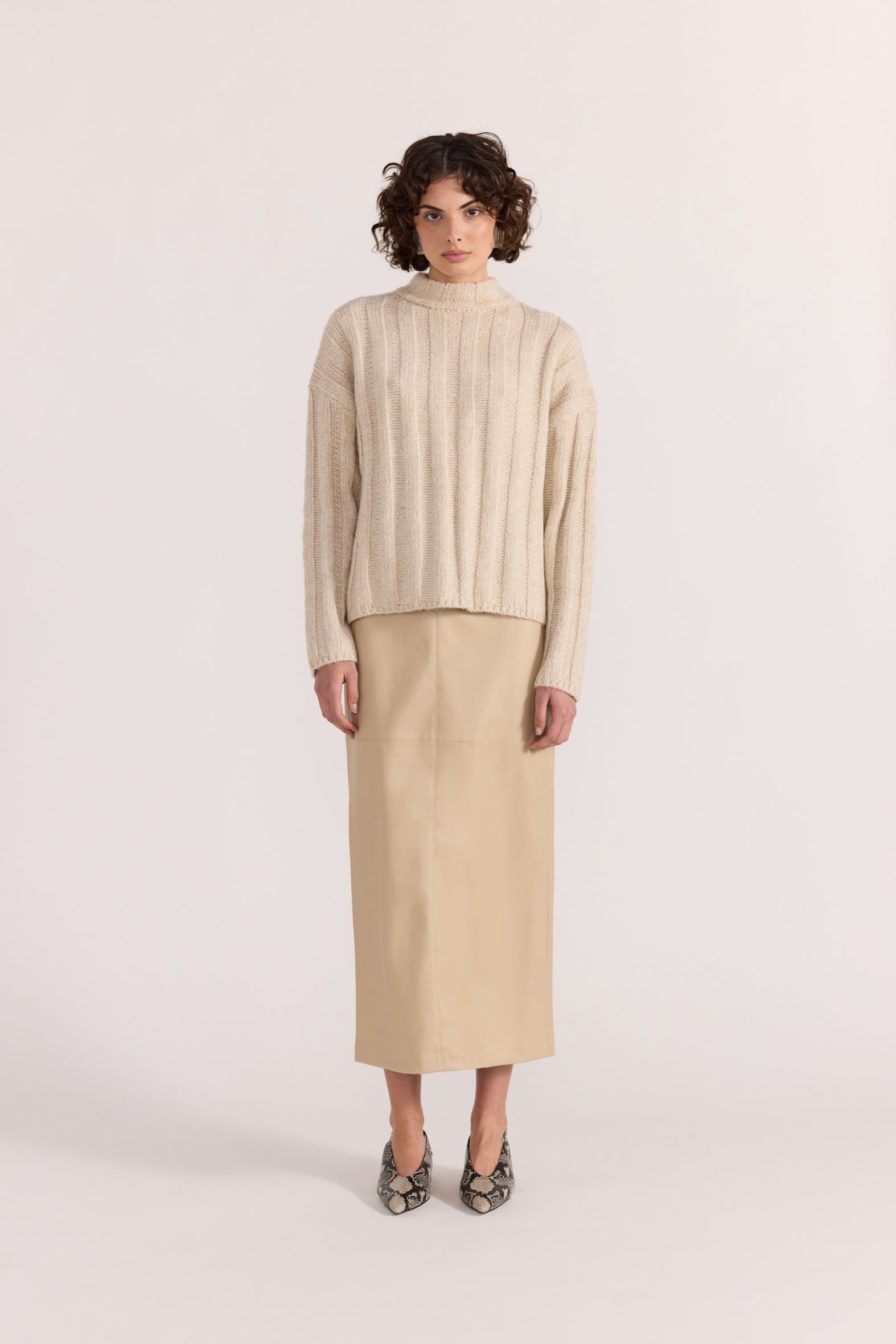 Mira Faux Leather Midi Skirt