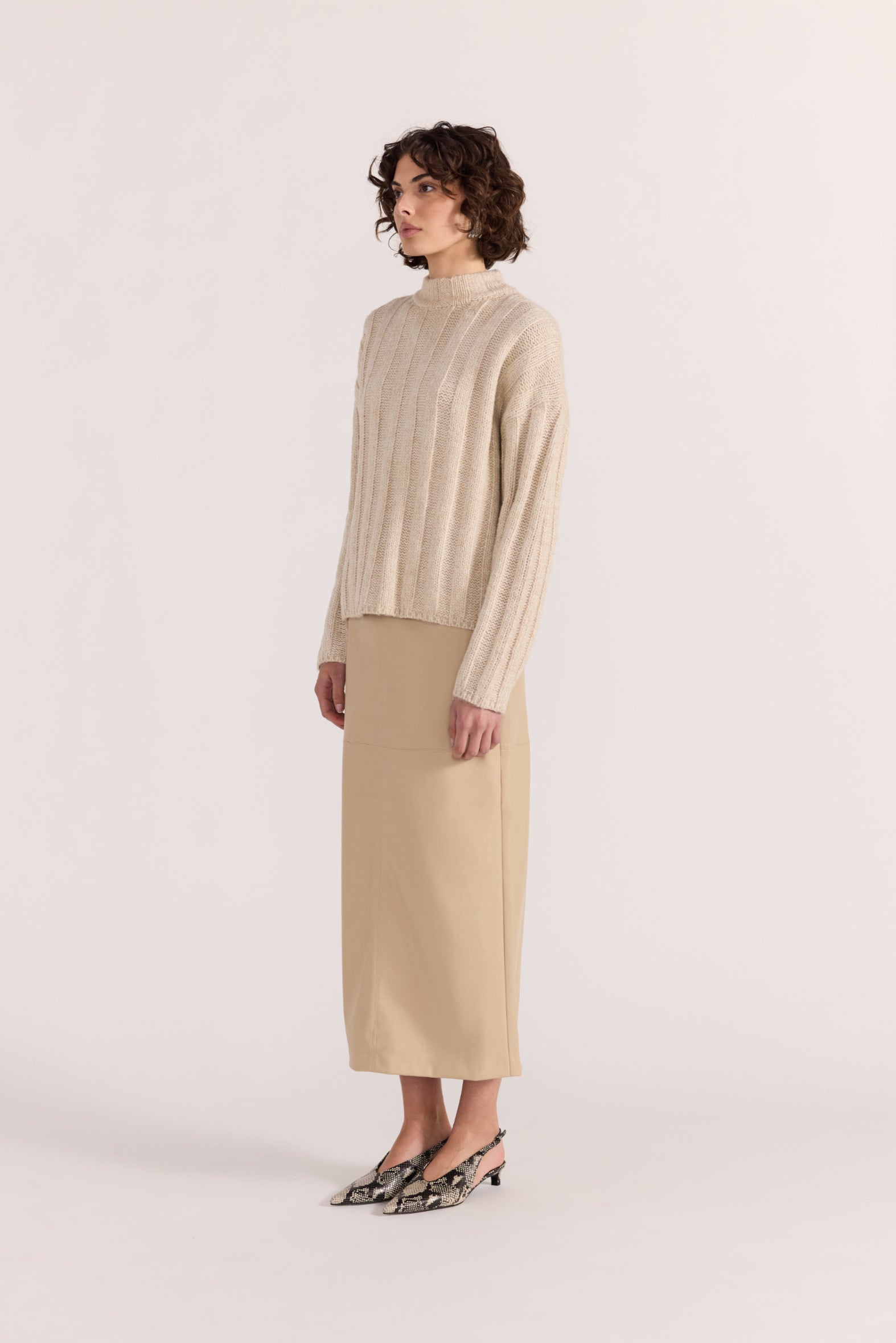 Mira Faux Leather Midi Skirt