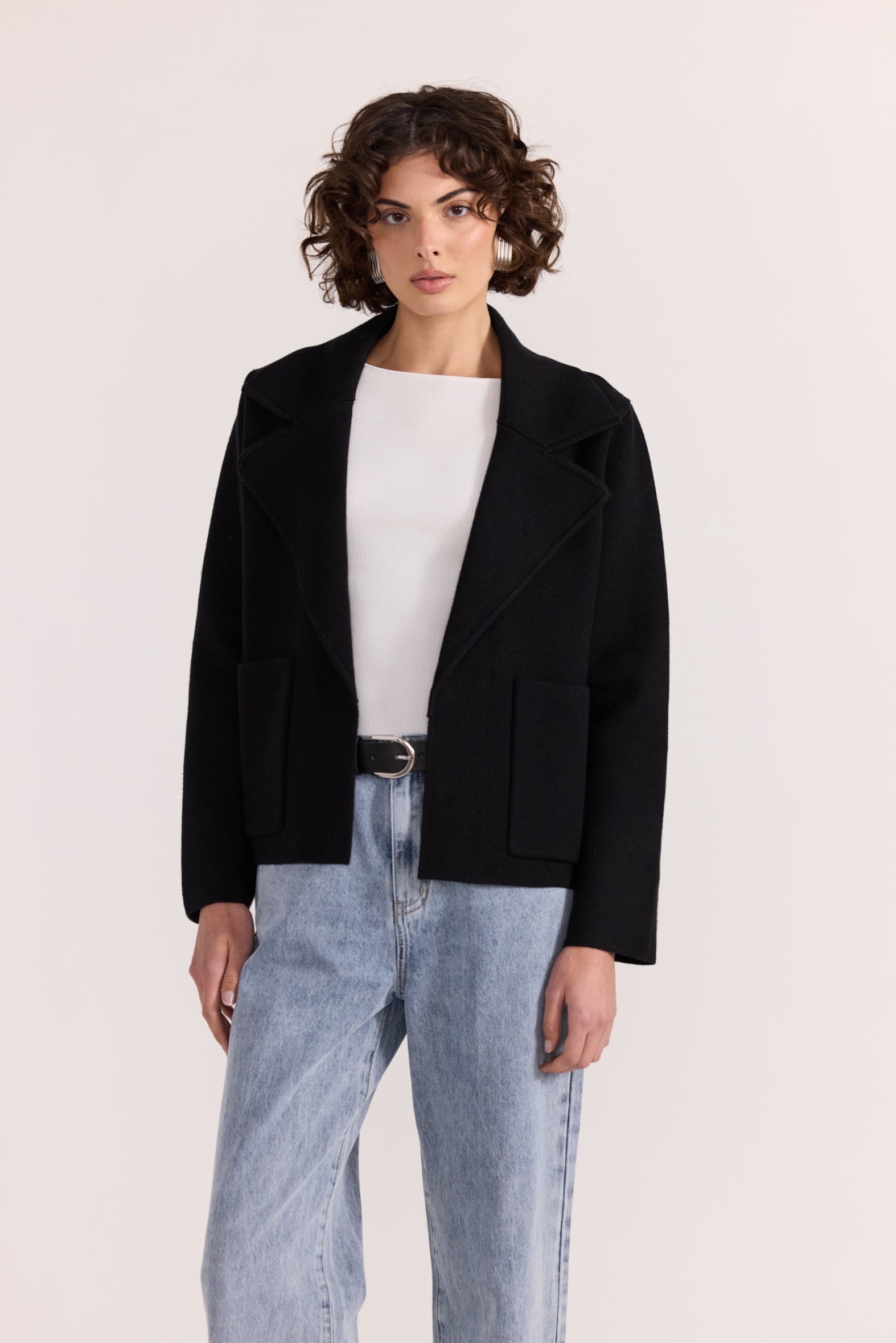 Aiden Crop Coatigan Black