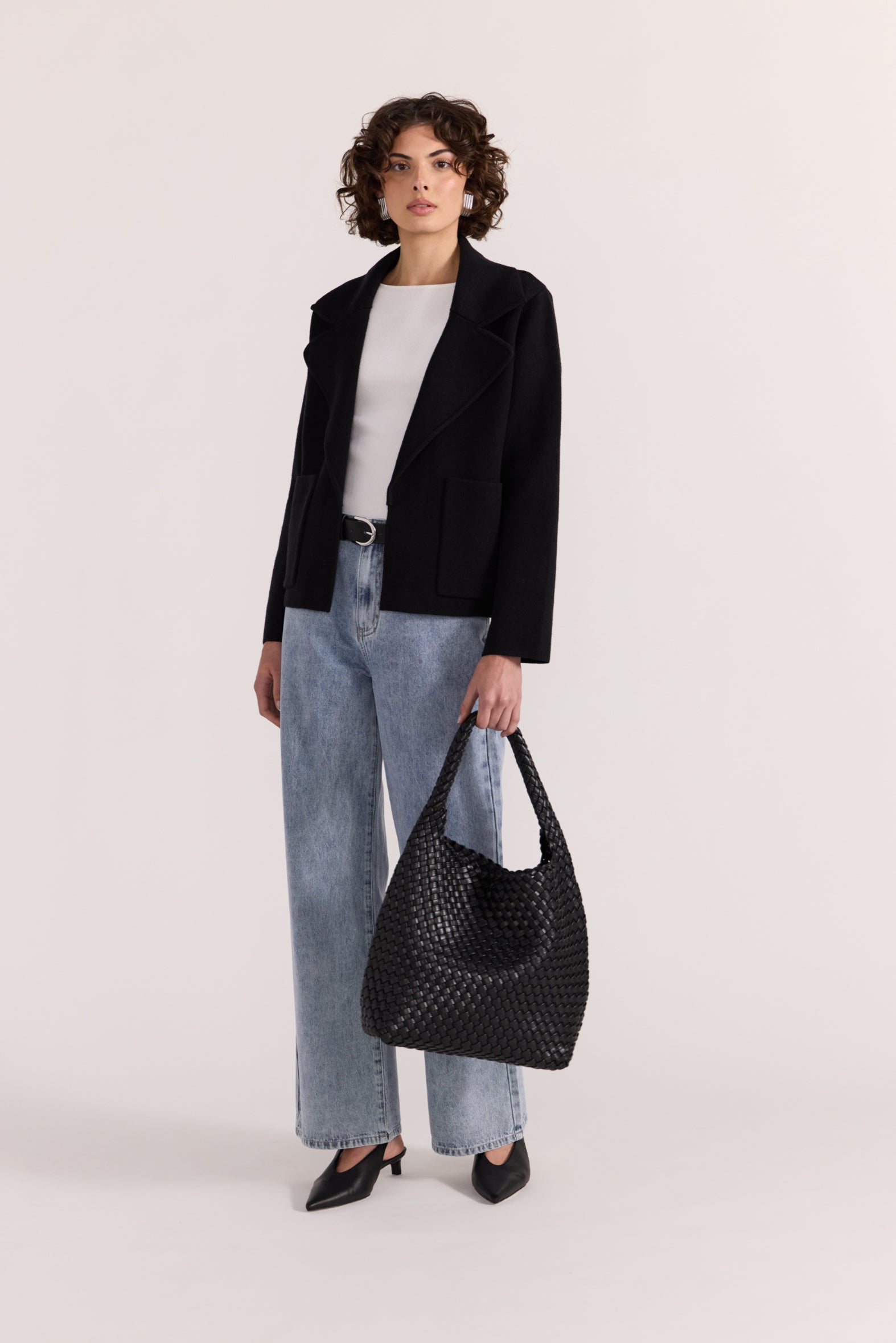 Aiden Crop Coatigan Black