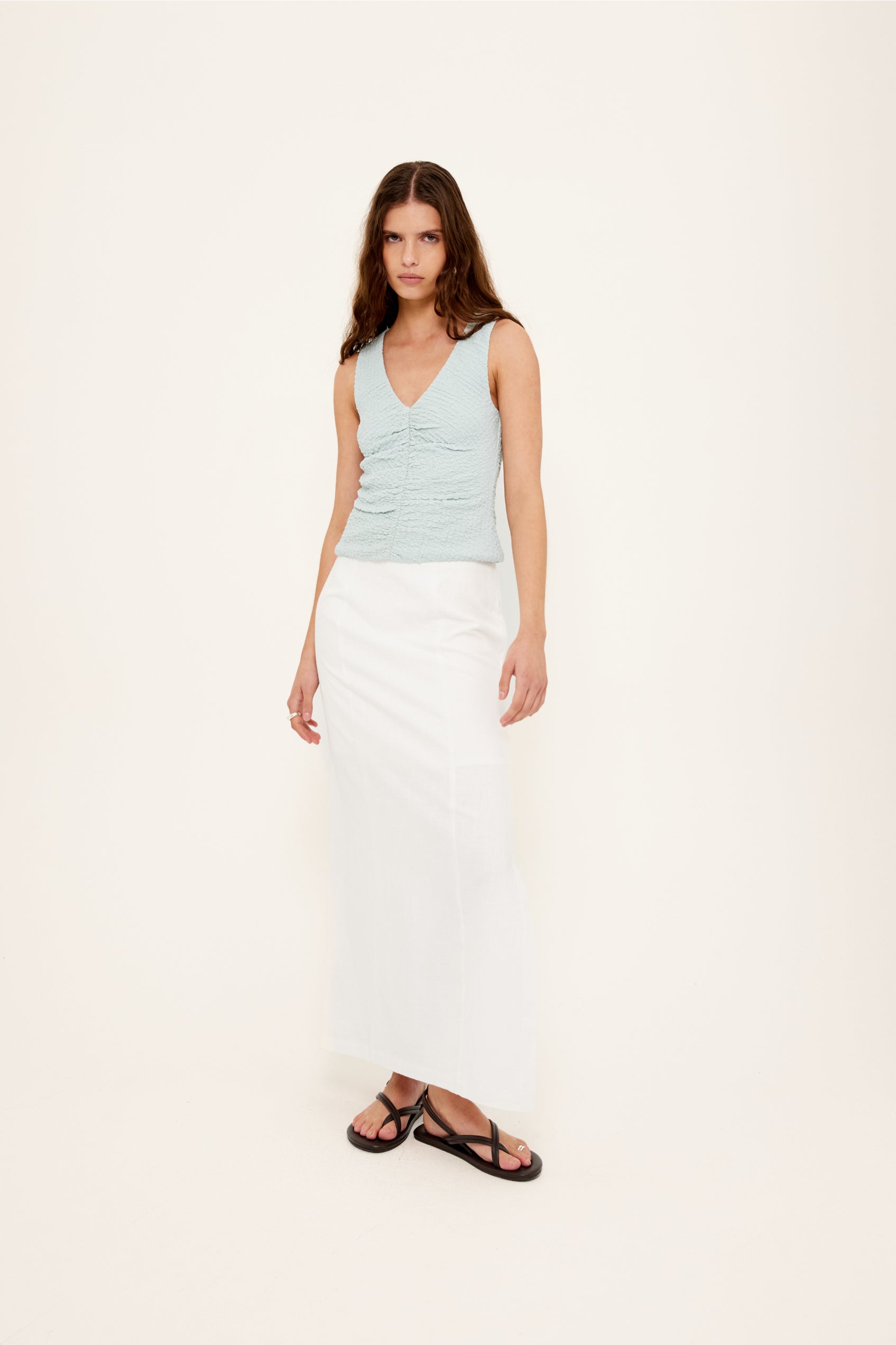 Amelie Gathered Top Seafoam