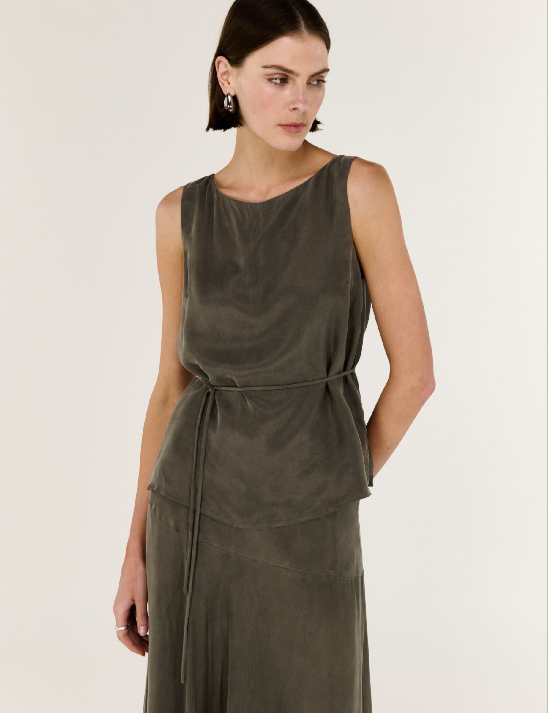 Stevie Waist Tie Top Olive