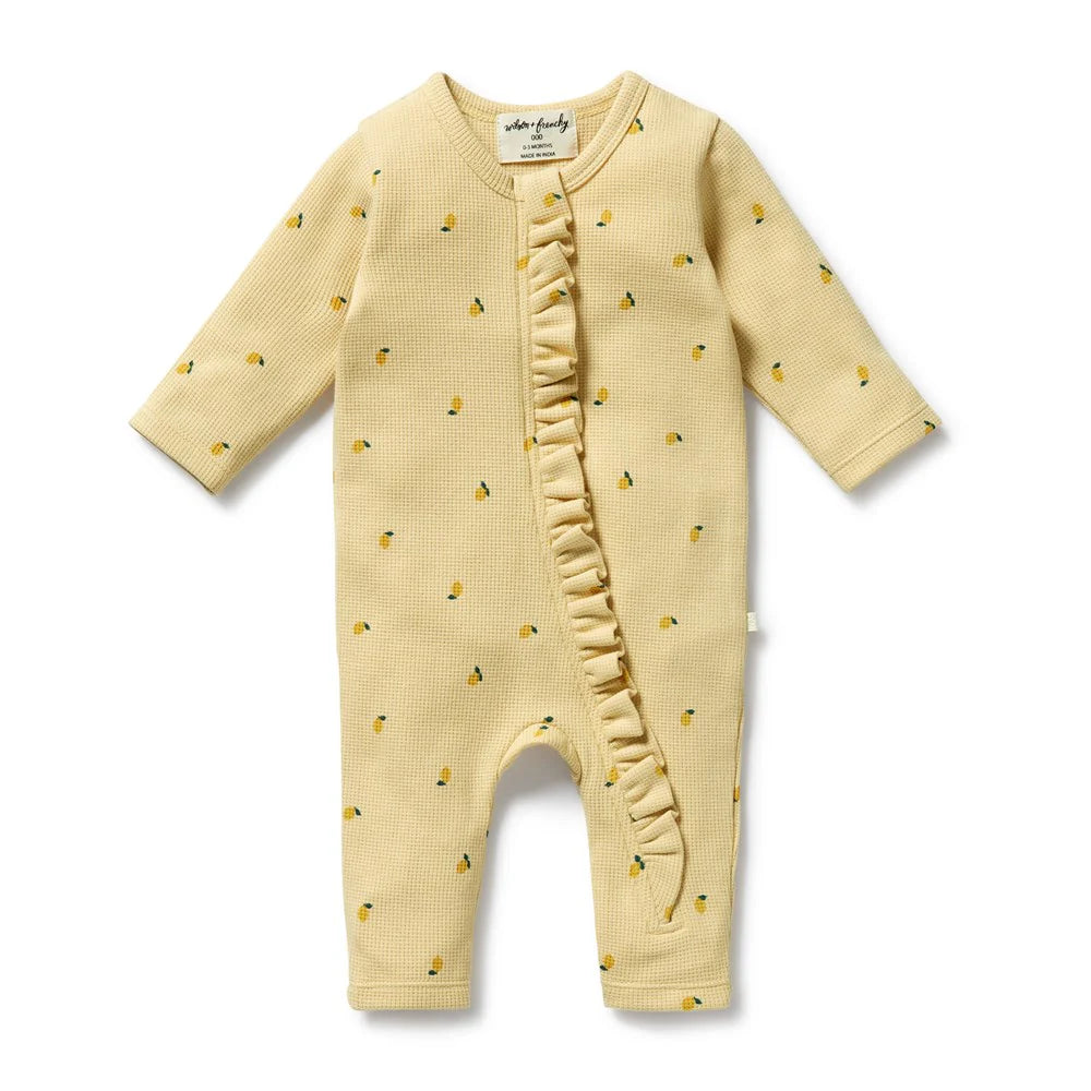 Little Lemon Organic Waffle Ruffle Growsuit