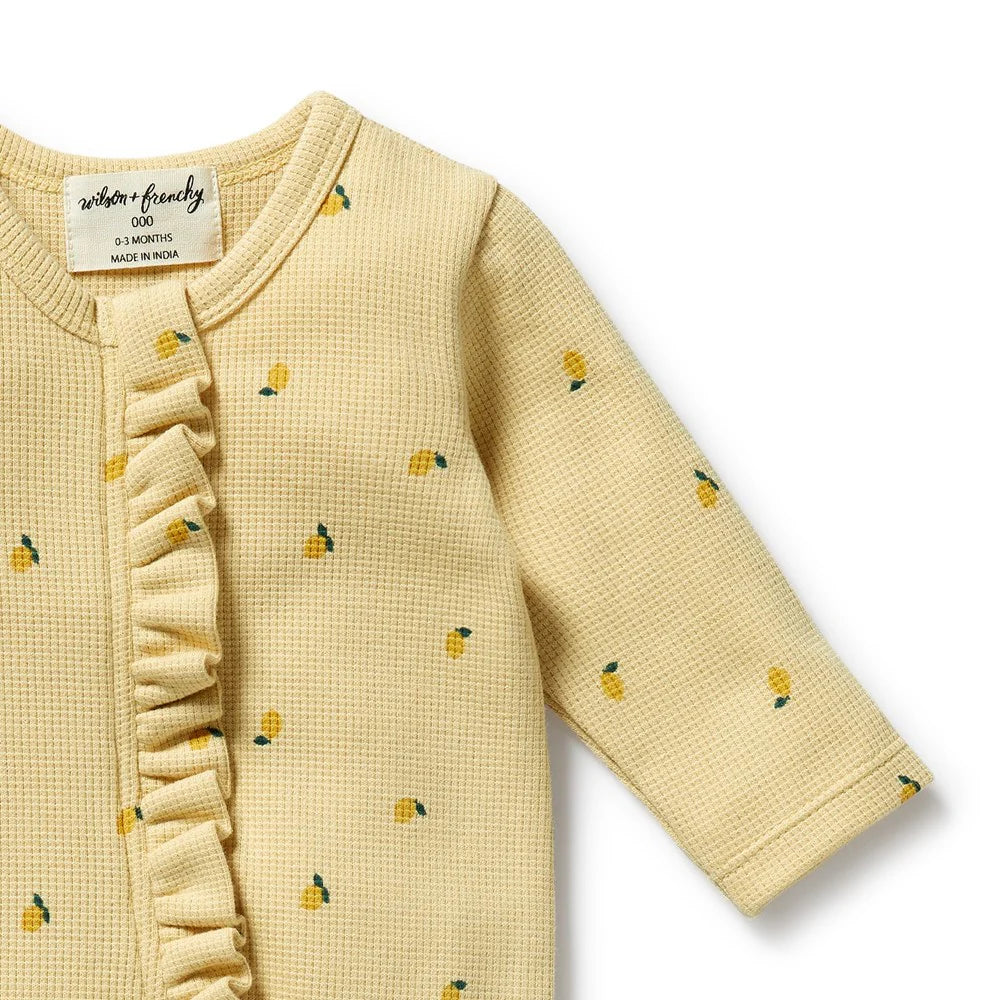 Little Lemon Organic Waffle Ruffle Growsuit