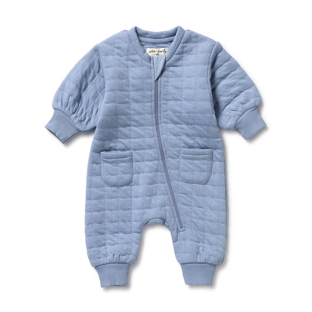 Sky Blue Organic Quilted Grow Suit