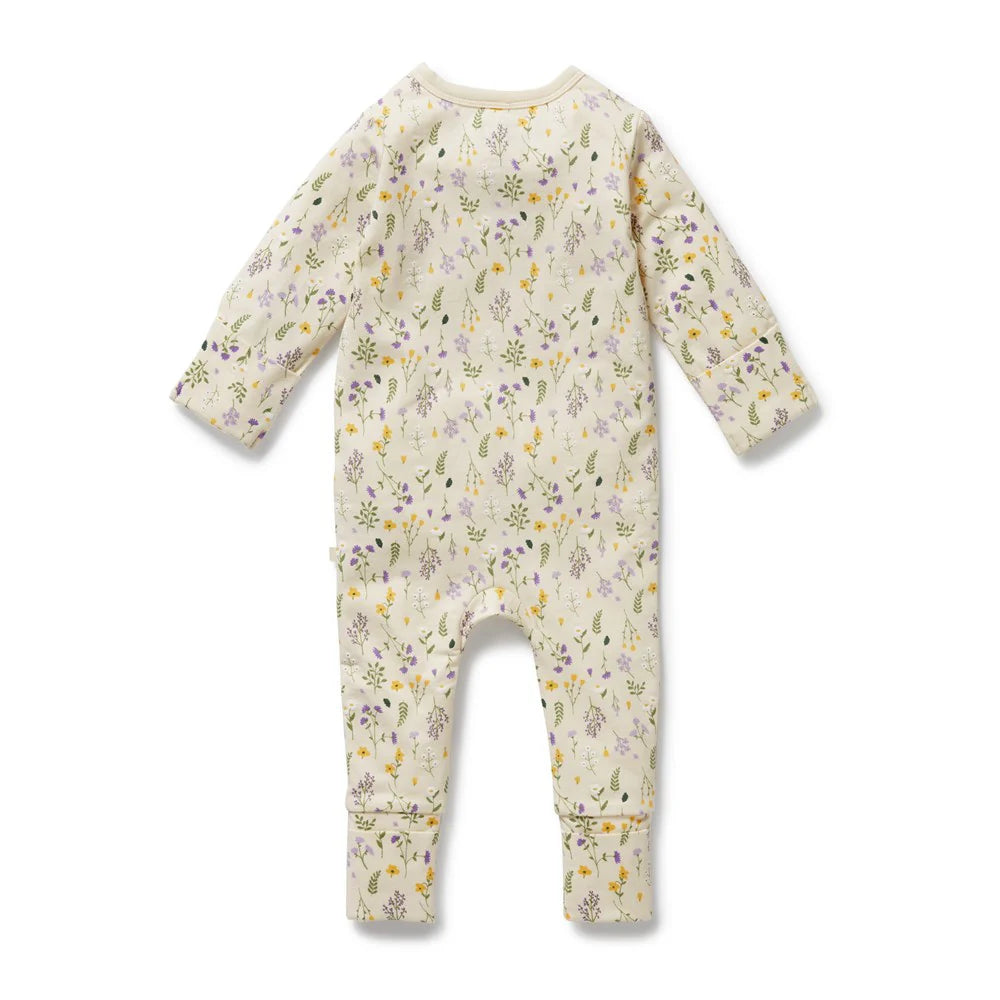 Bella Floral Organic Zipsuit W Feet