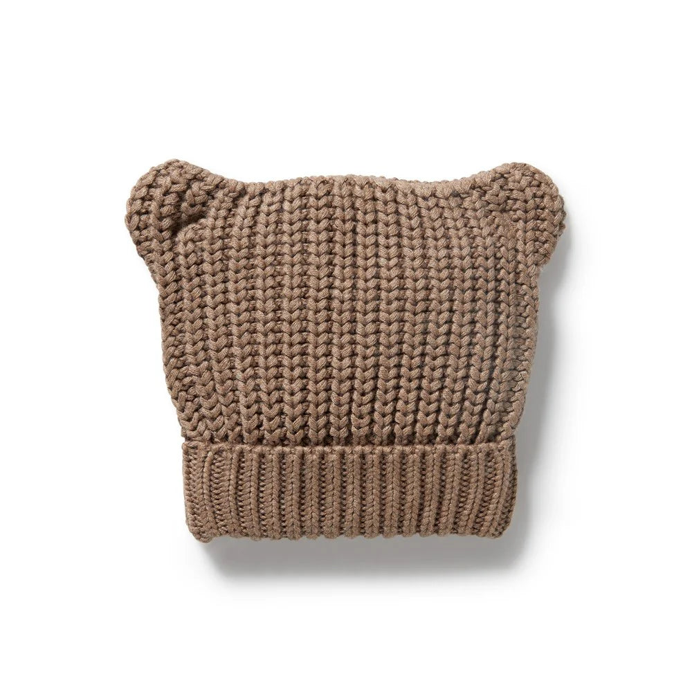 Coco Speckle Organic Knitted Bear Hat