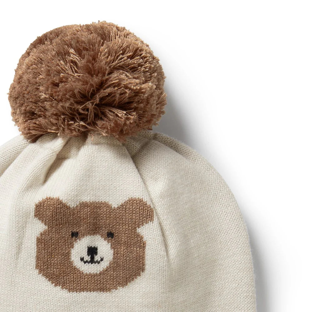 Beary Cute Organic Knitted Jacquard Hat