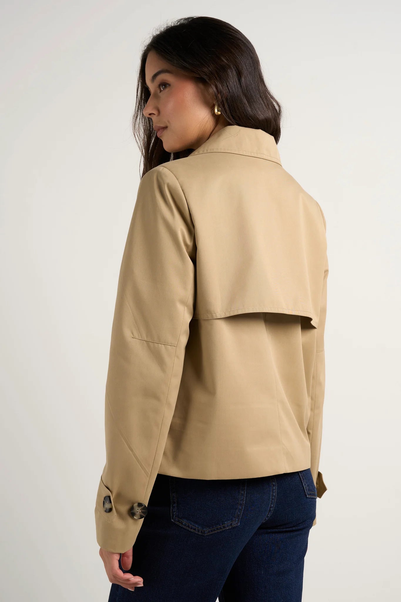 Pathway Camel Cropped Trench Jacket