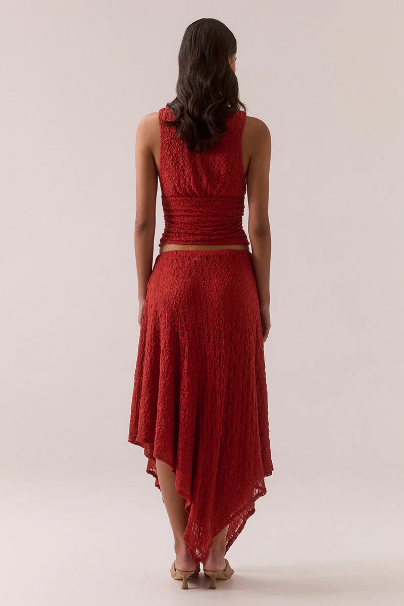 Aaila Lace Skirt Blood Orange