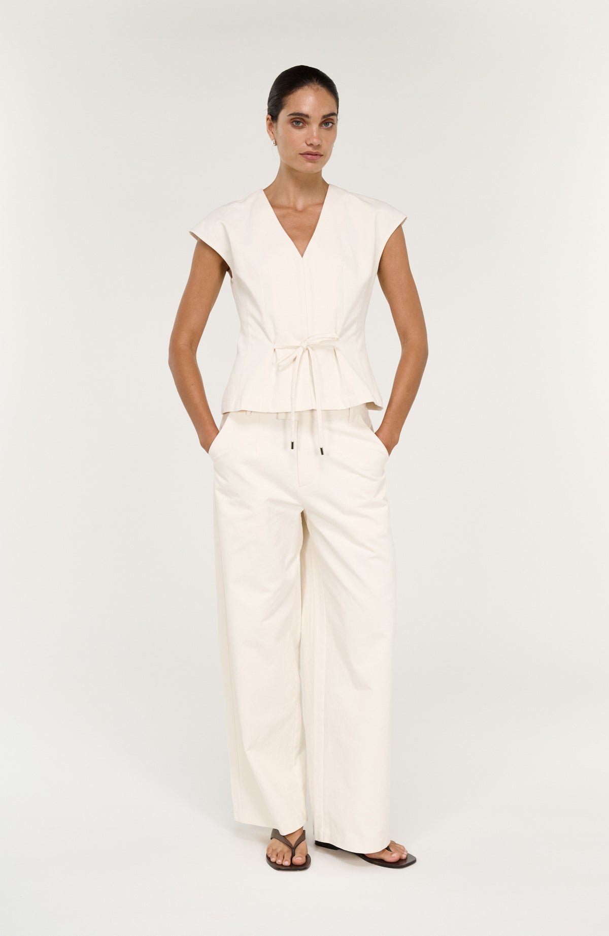 Roselle Tie Front Top