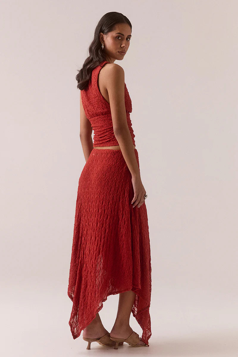 Aaila Lace Skirt Blood Orange