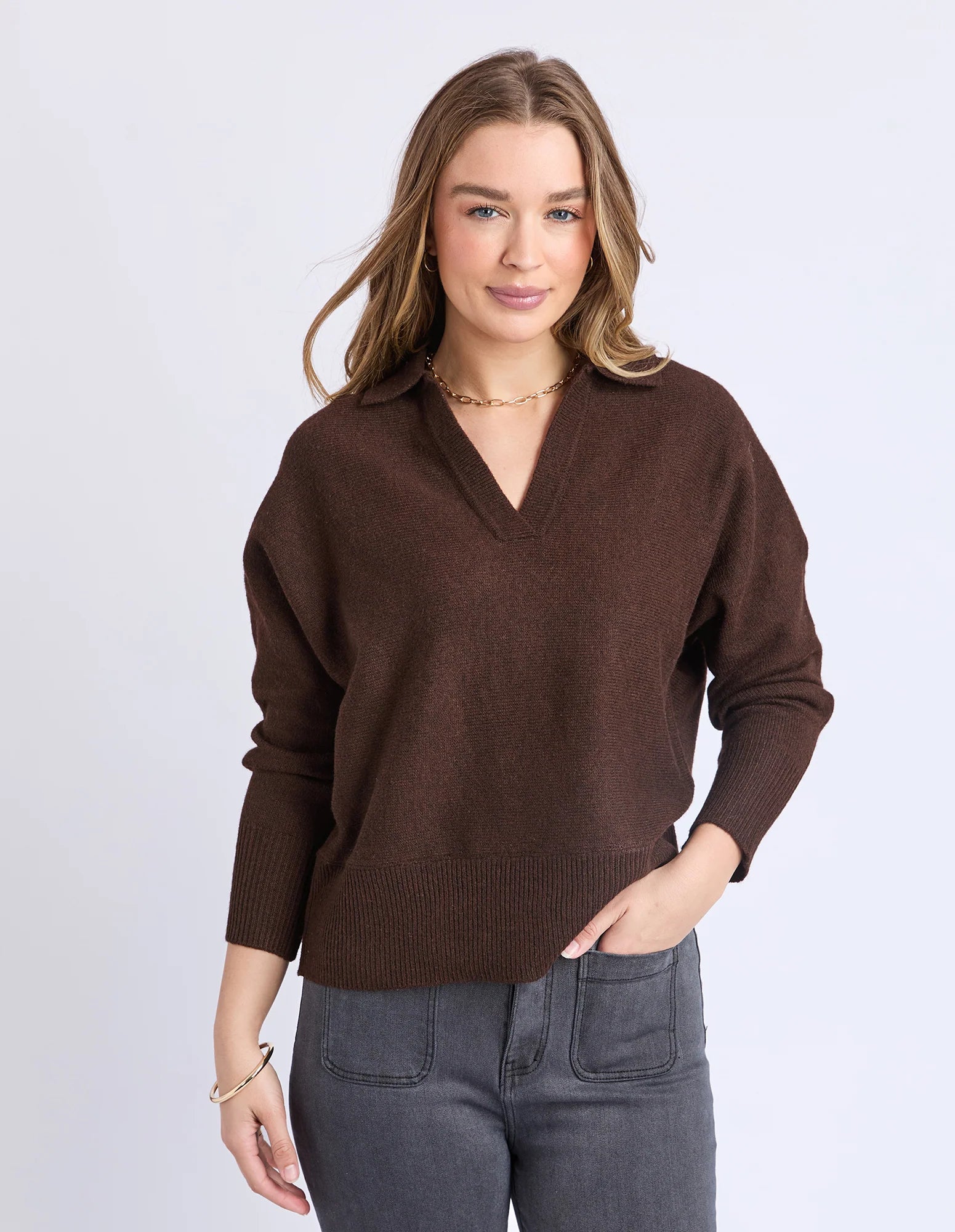 Elea Knit Polo Coffee