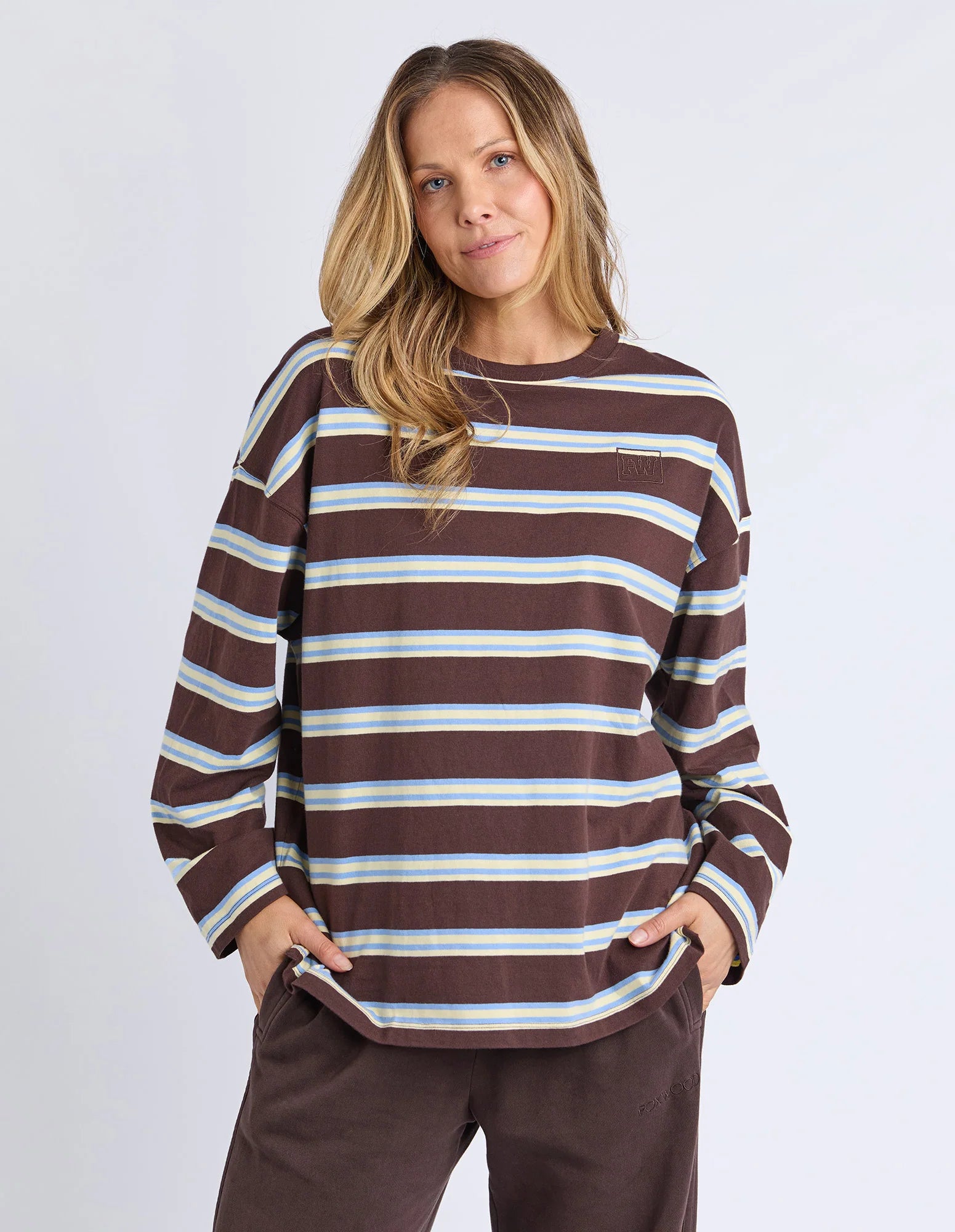 Harper Stripe LS Tee Coffee